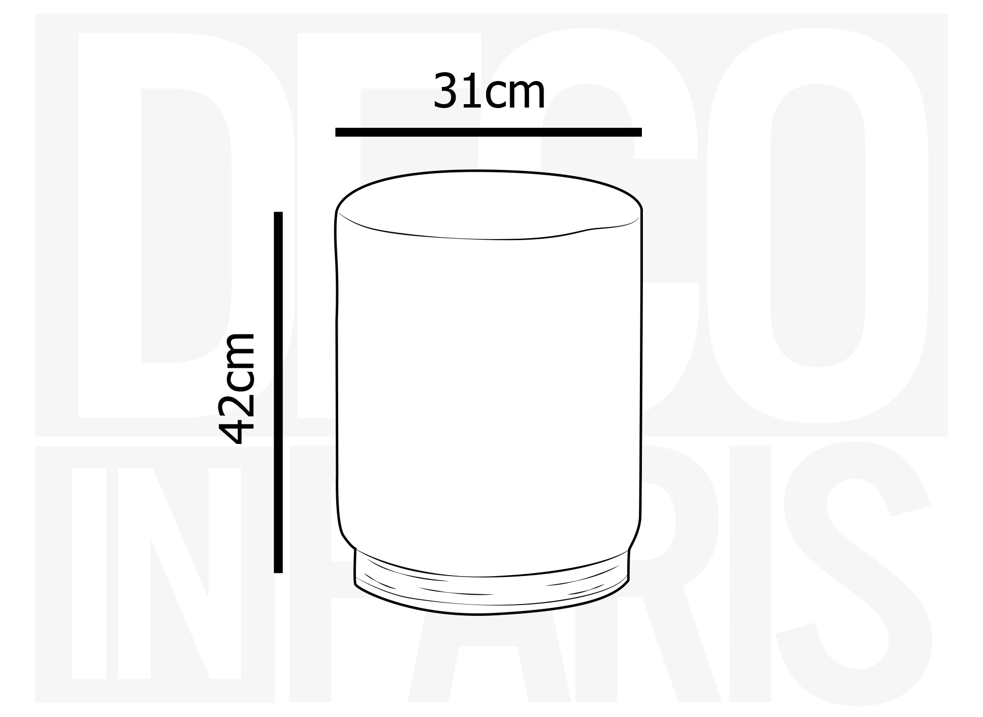 Pouf en tissu effet peau de mouton blanc écru et bois TANY