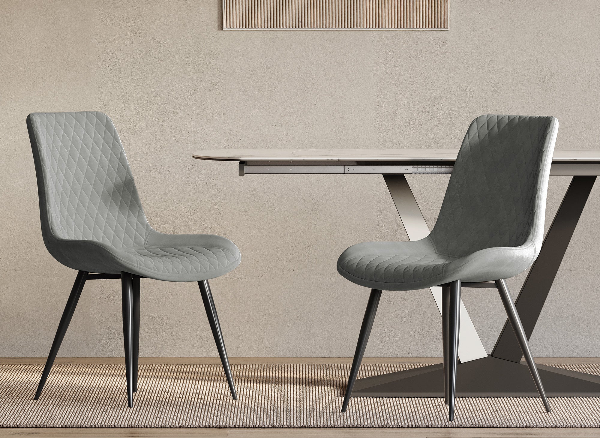 Lot de 2 chaises design en velours gris YOLA