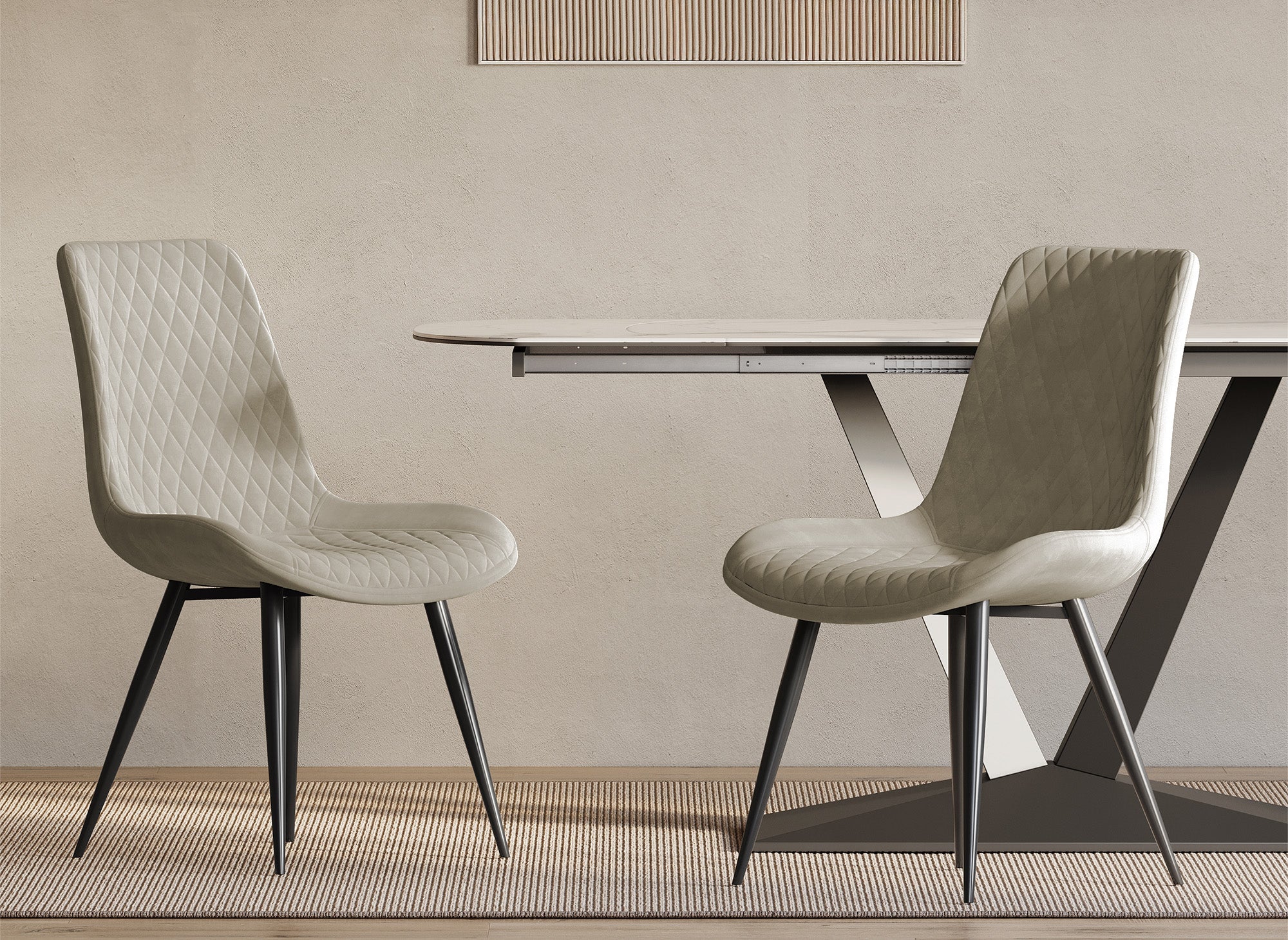 Lot de 2 chaises design en velours beige YOLA