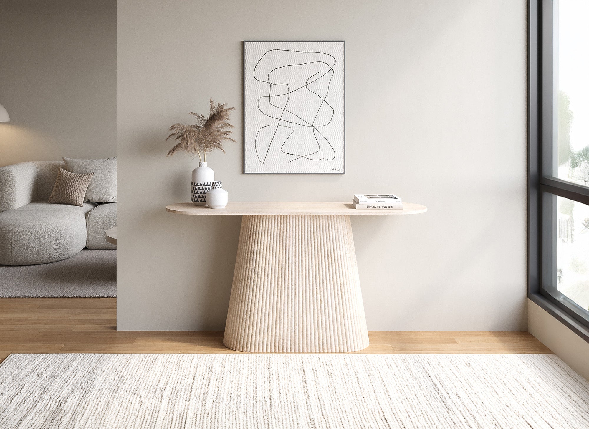 Console en marbre composite beige TIANA