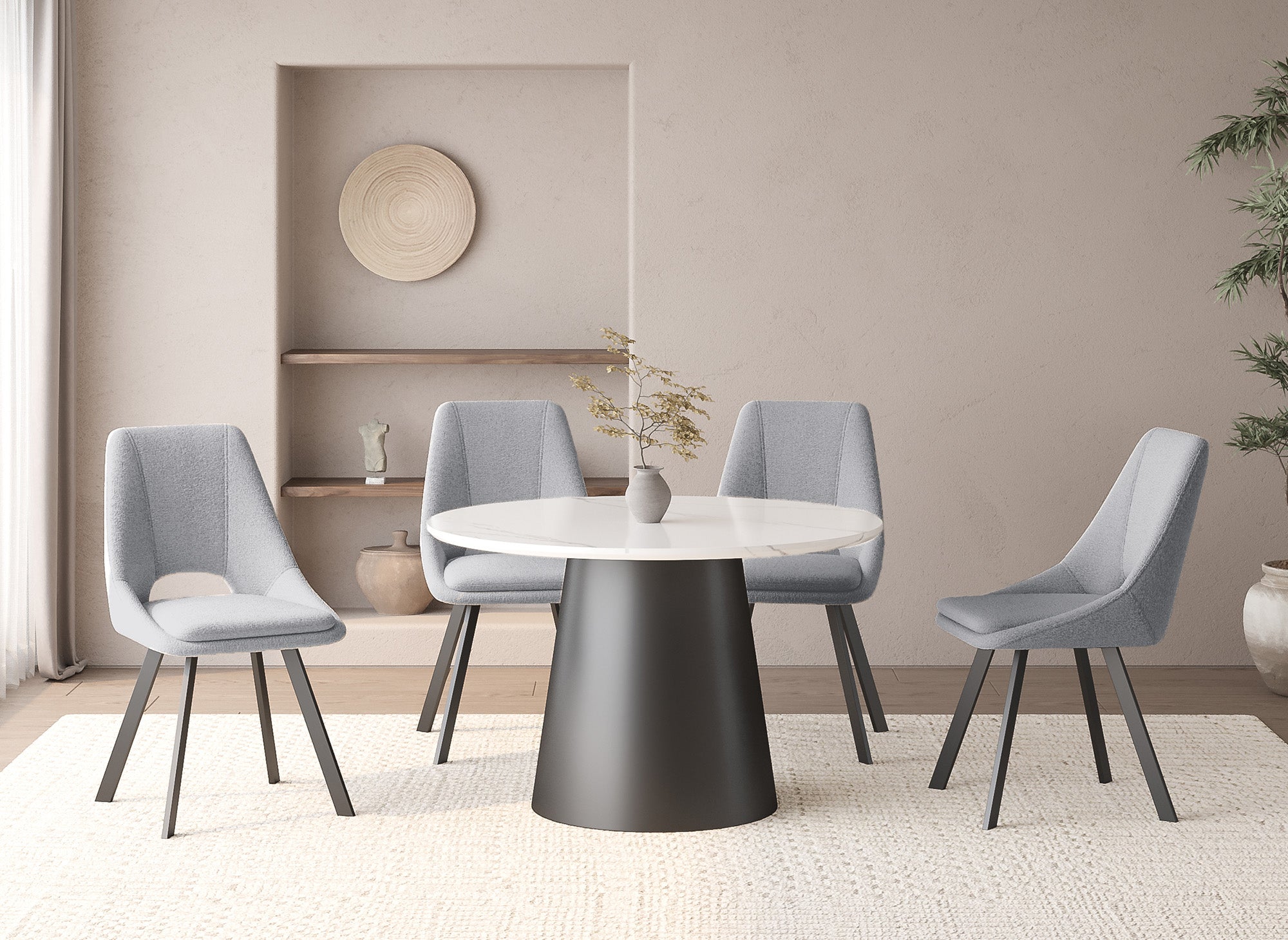 Lot de 4 chaises effet peau de mouton gris clair NARCISSE