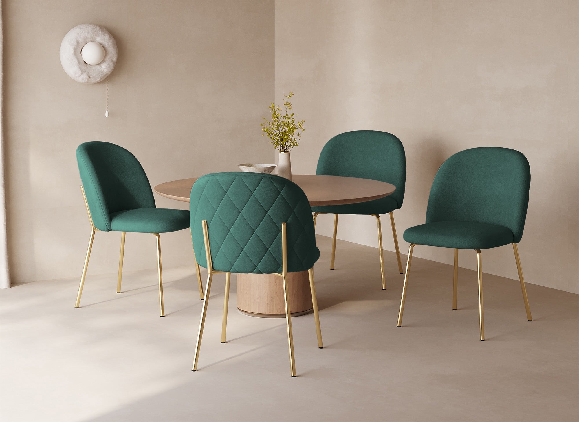 Lot de 2 chaises design en velours vert KENNETH