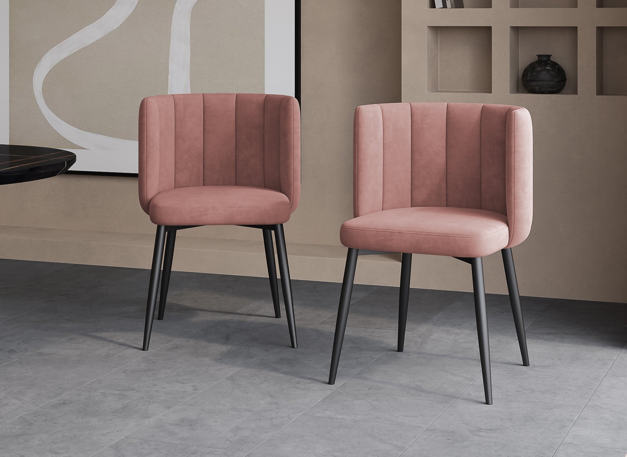 Lot de 2 chaises design en velours rose DEBBY