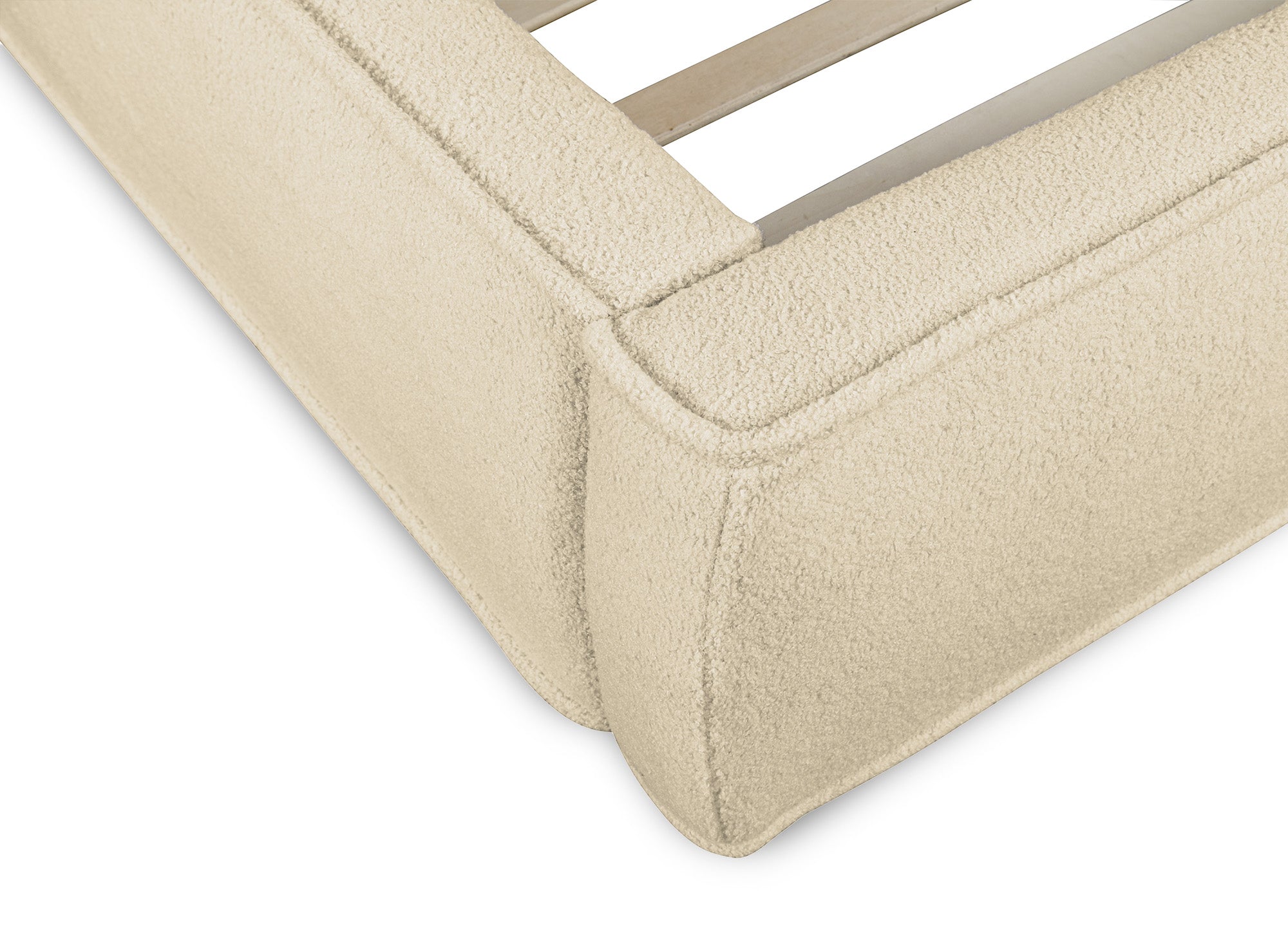Lit double en tissu bouclette beige 140x190 cm YUNA
