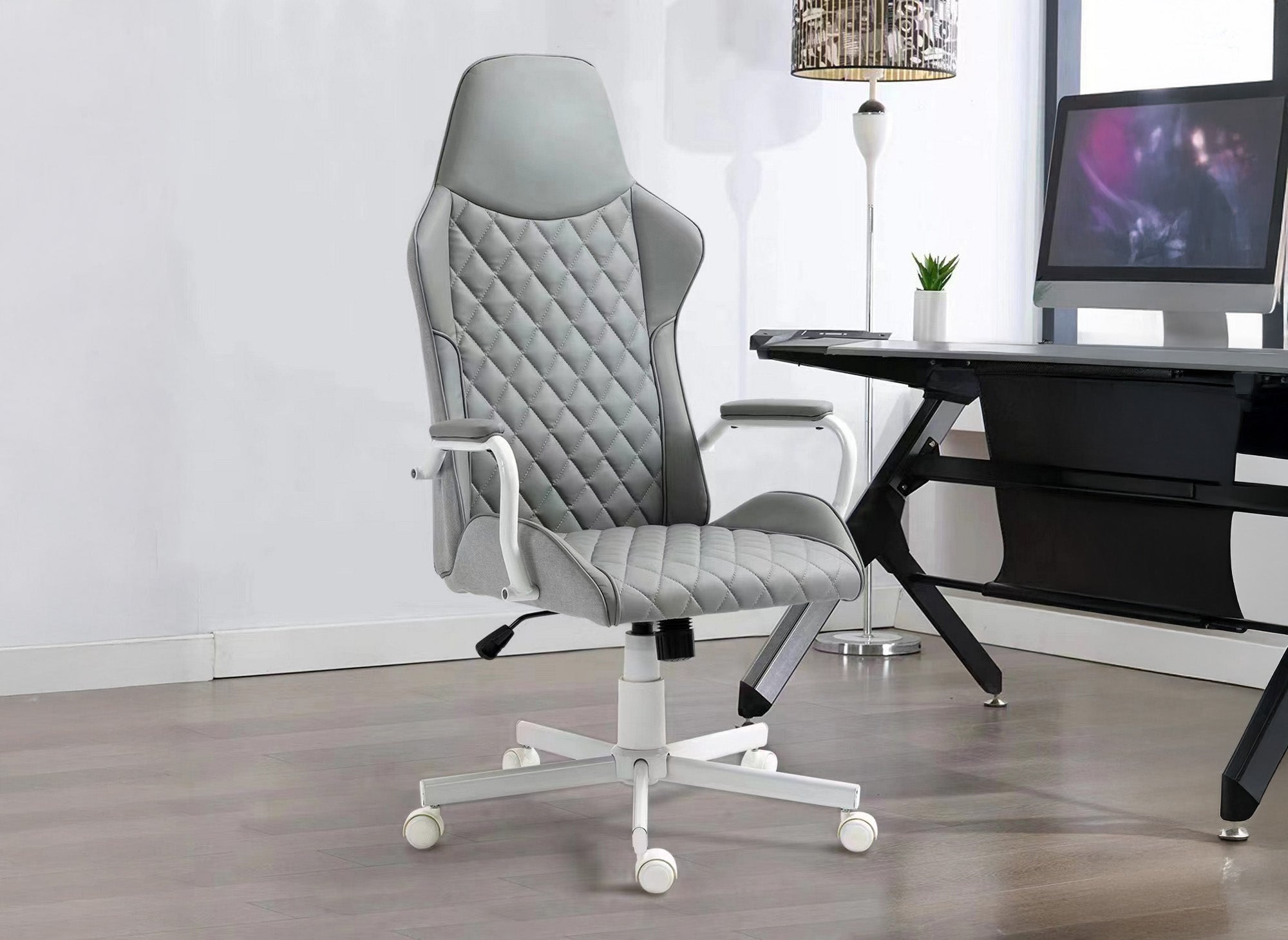 Fauteuil de bureau gris en simili cuir ATOMIC