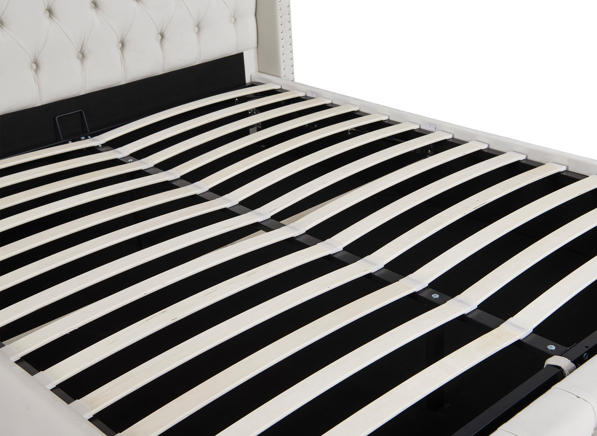 Lit coffre en velours beige 140x190 cm MAXI