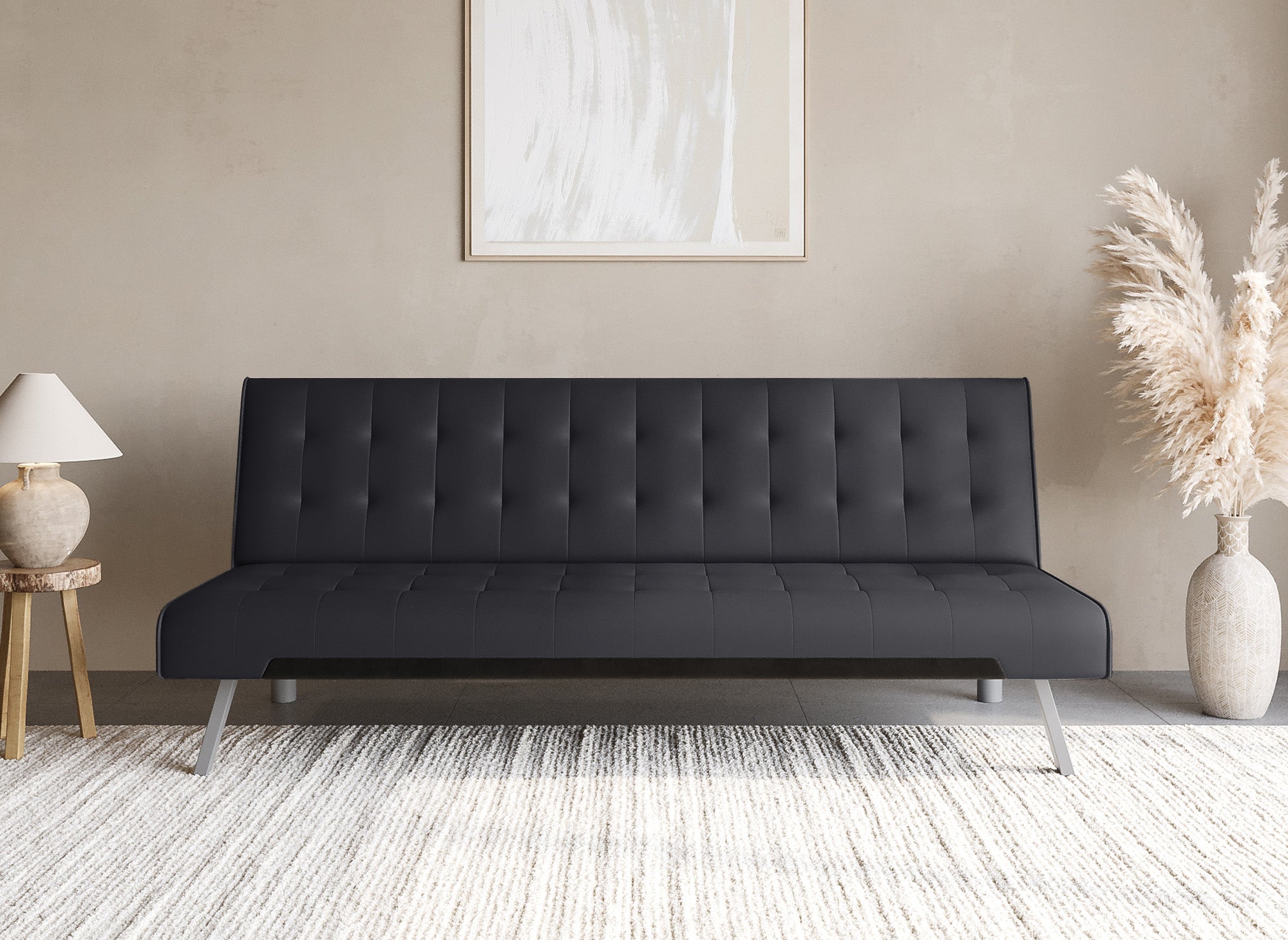 Banquette clic-clac capitonné design noir KEDY