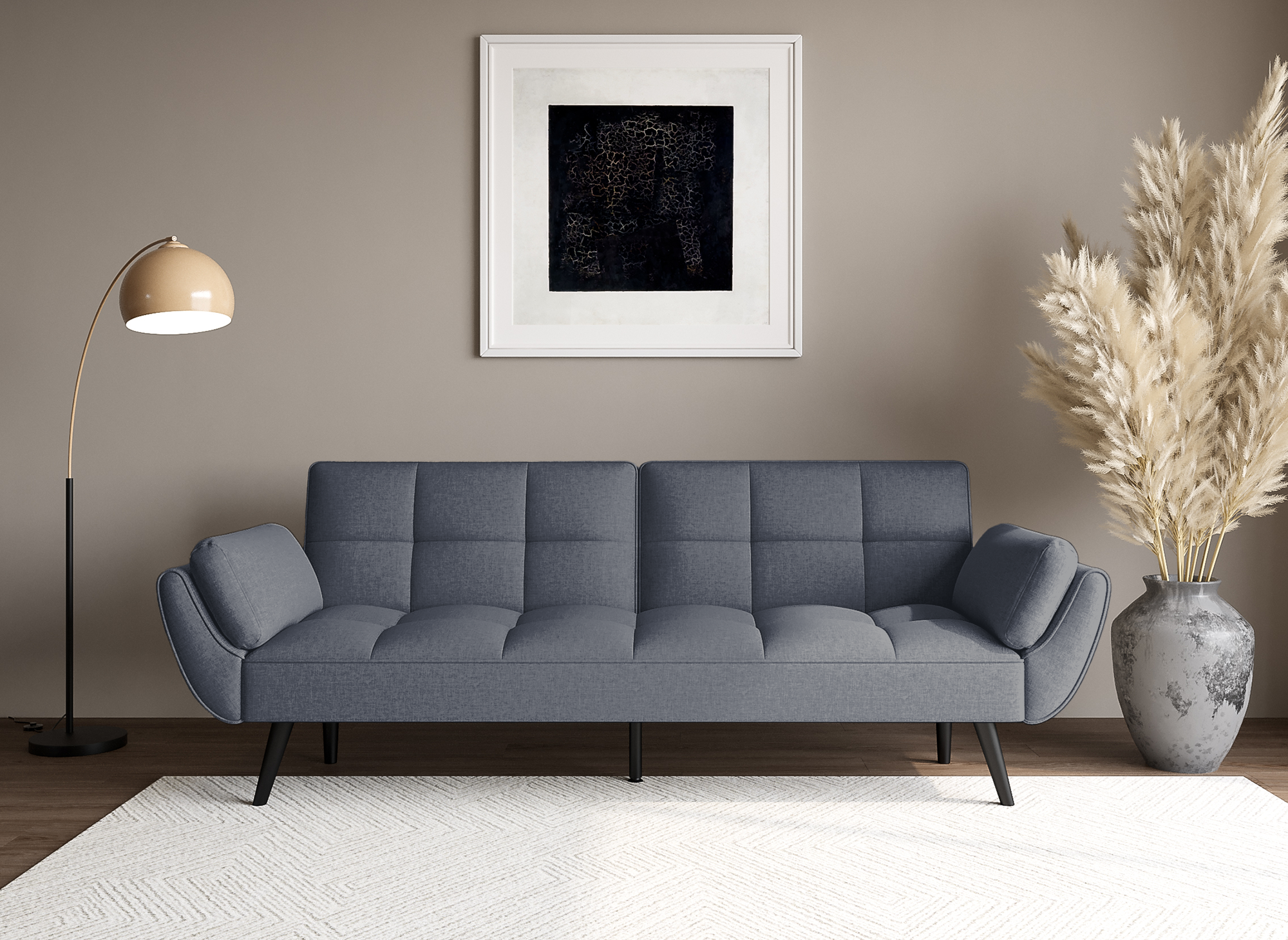 Canapé clic clac 3 places en tissu gris foncé NARA