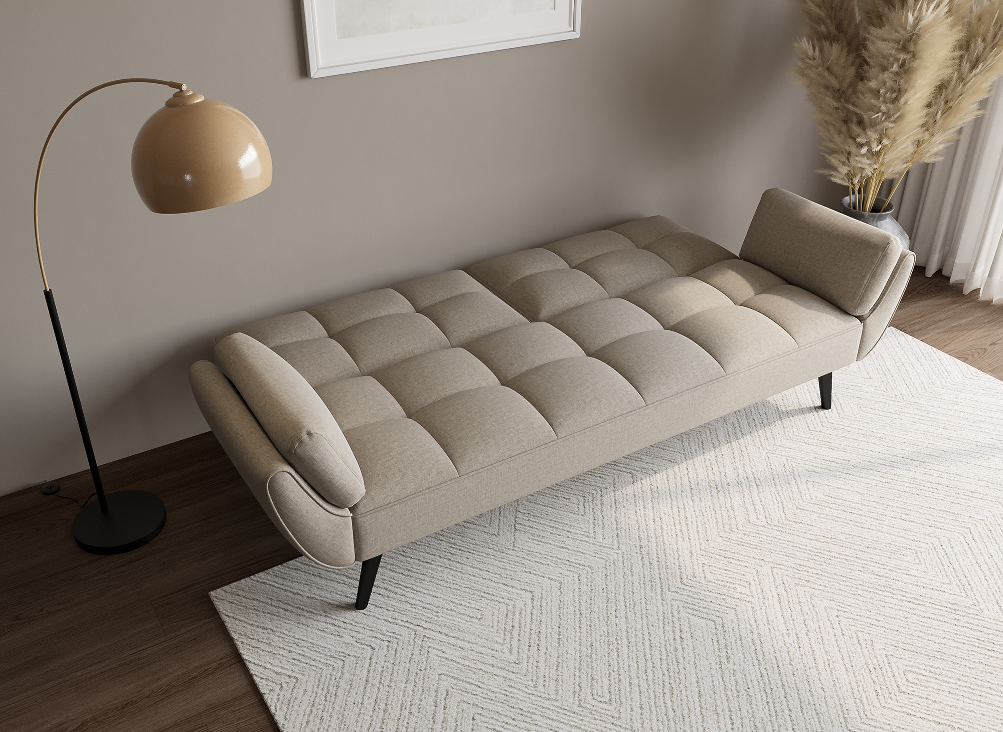 Canapé clic clac 3 places en tissu beige NARA