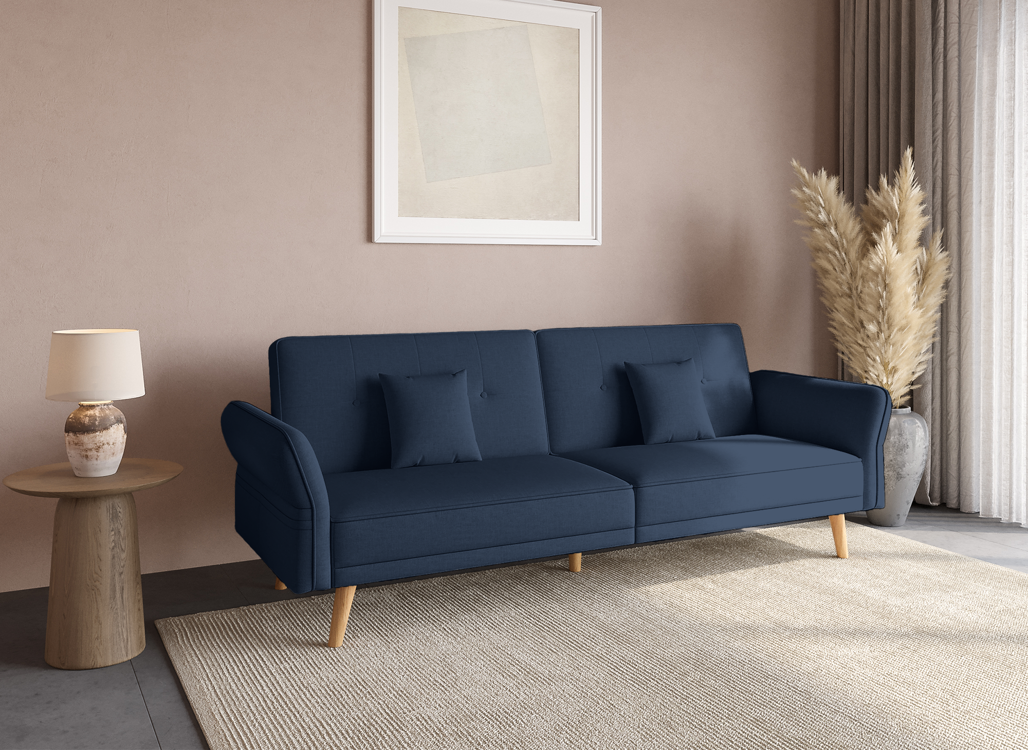 Canapé clic clac 3 places en tissu bleu CHILI