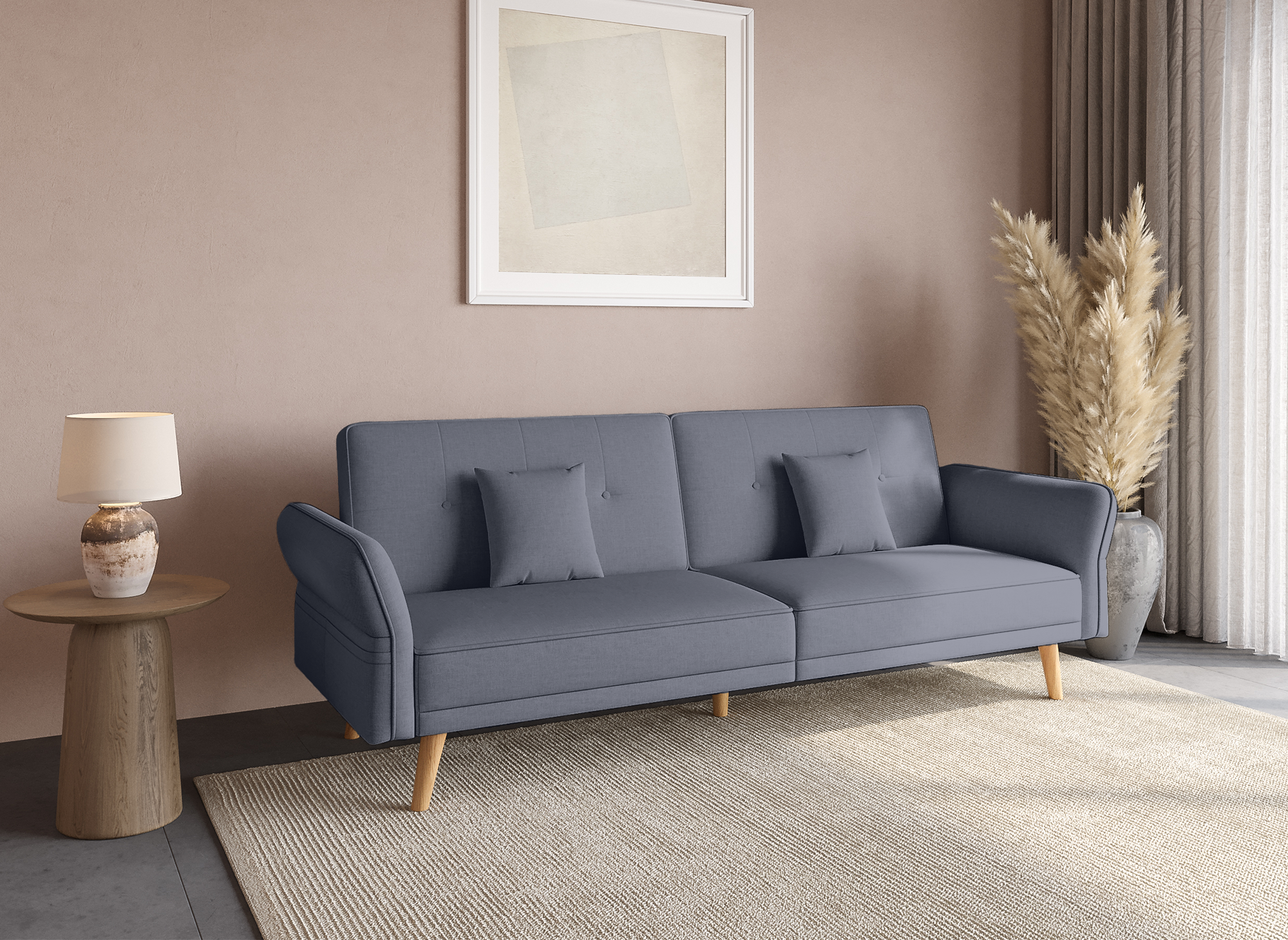 Canapé clic clac 3 places en tissu gris CHILI