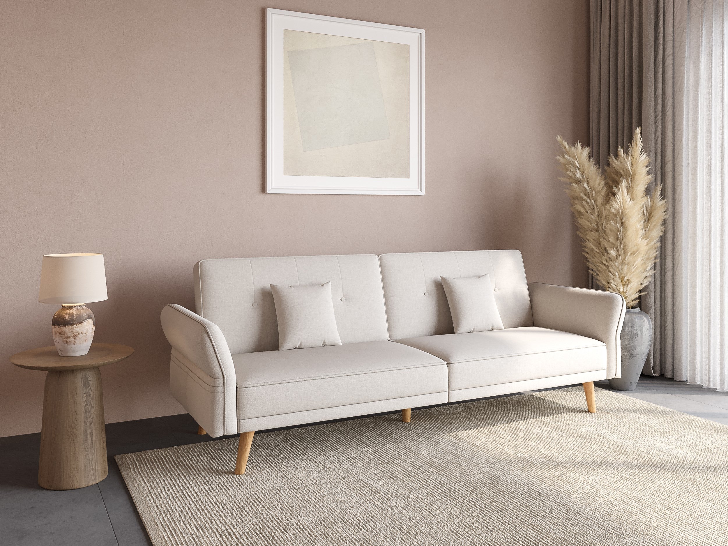 Canapé clic clac 3 places en tissu beige CHILI