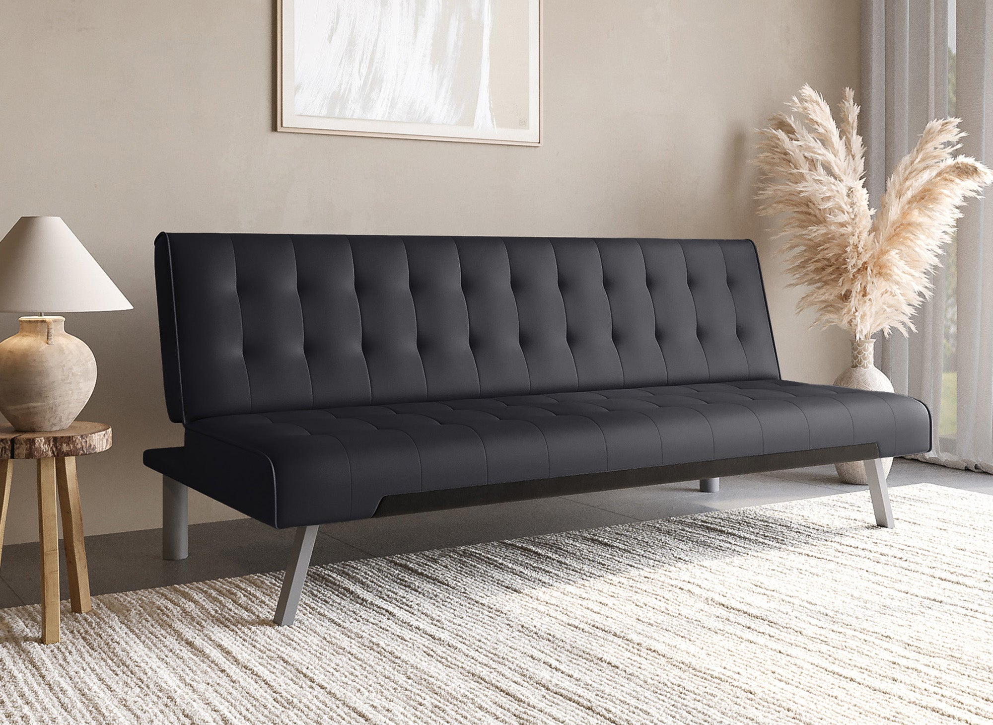 Banquette clic-clac capitonné design noir KEDY
