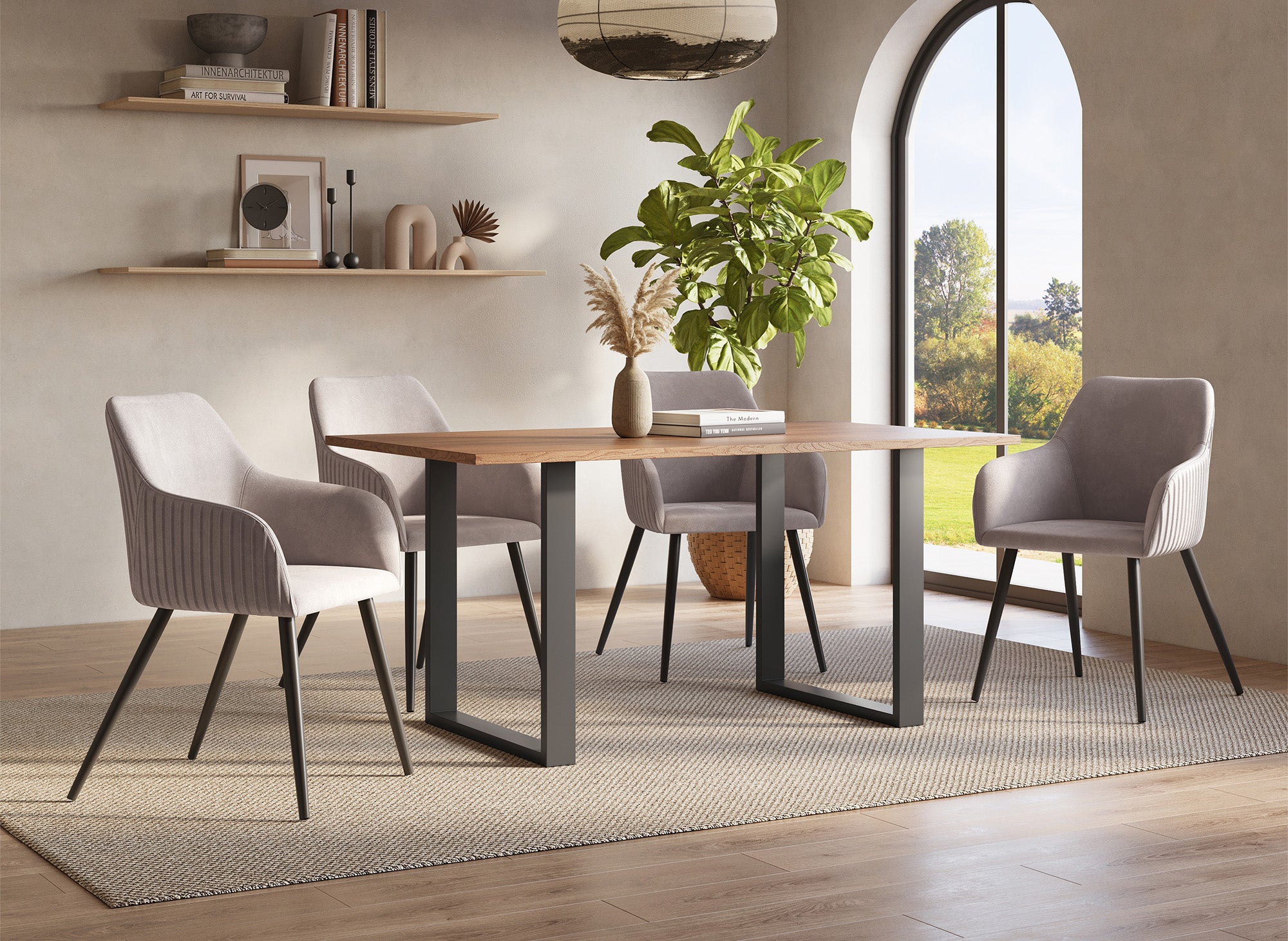 Table à manger rectangulaire couleur chêne LINE