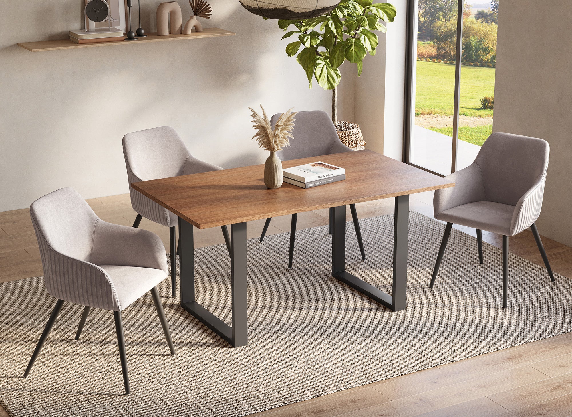 Table à manger rectangulaire couleur chêne LINE