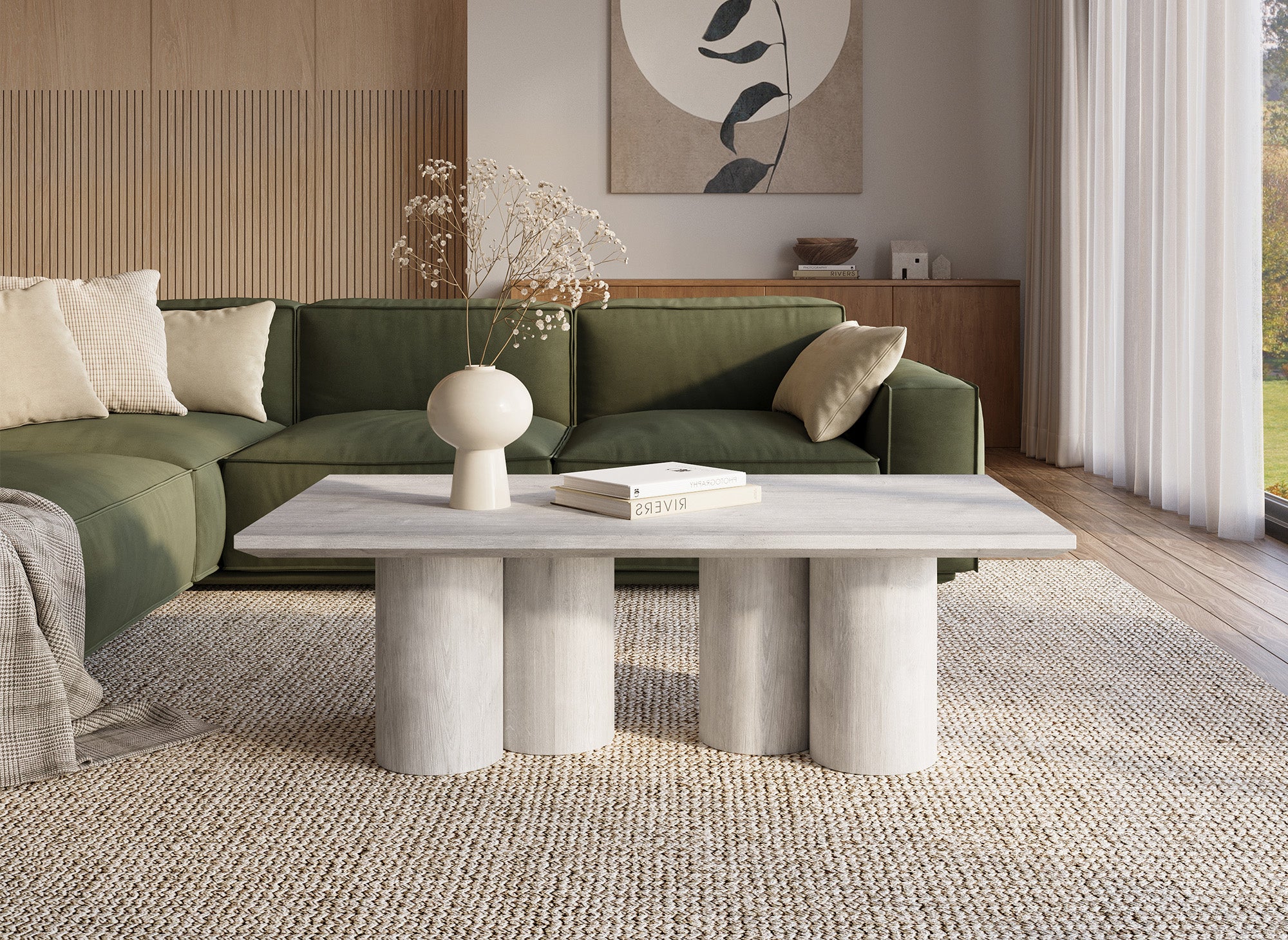 Table basse blanche pieds forme organique ROSALIA