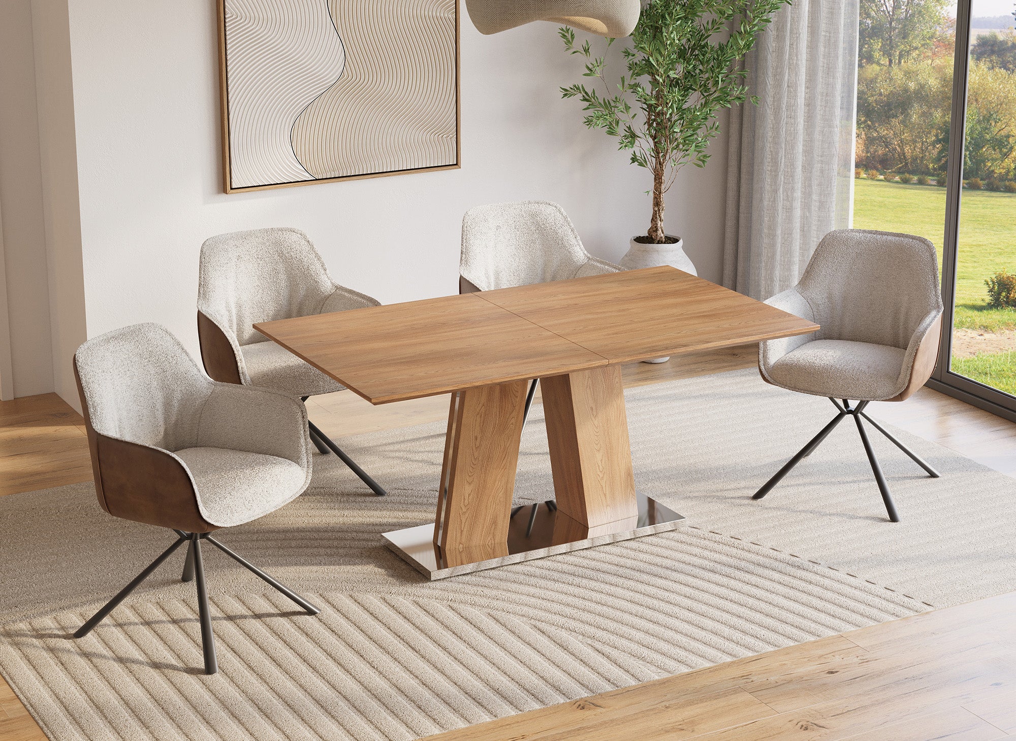 Table à manger rectangulaire en bois extensible 8 personnes YANNA