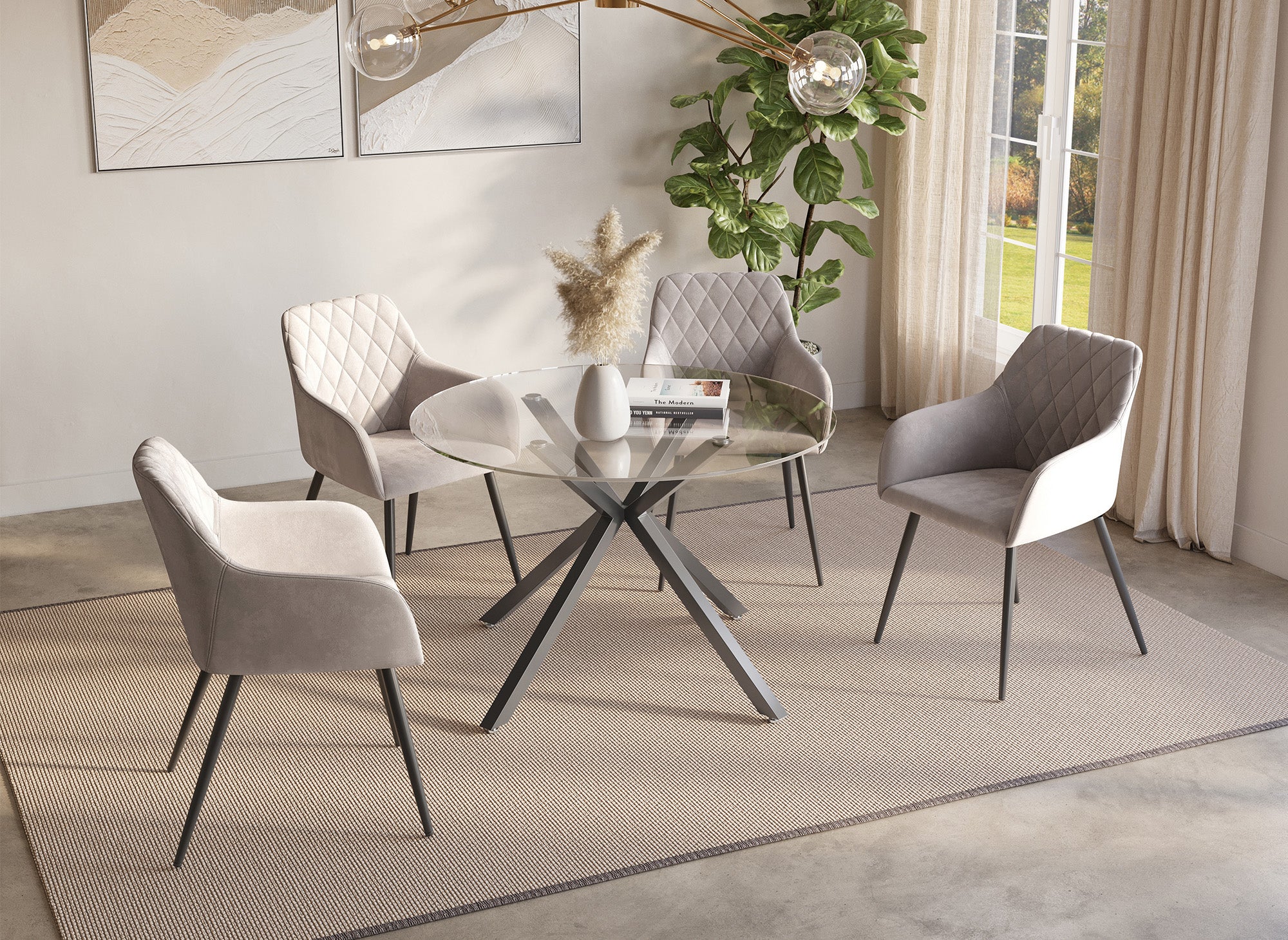 Table à manger ronde en verre CUBA