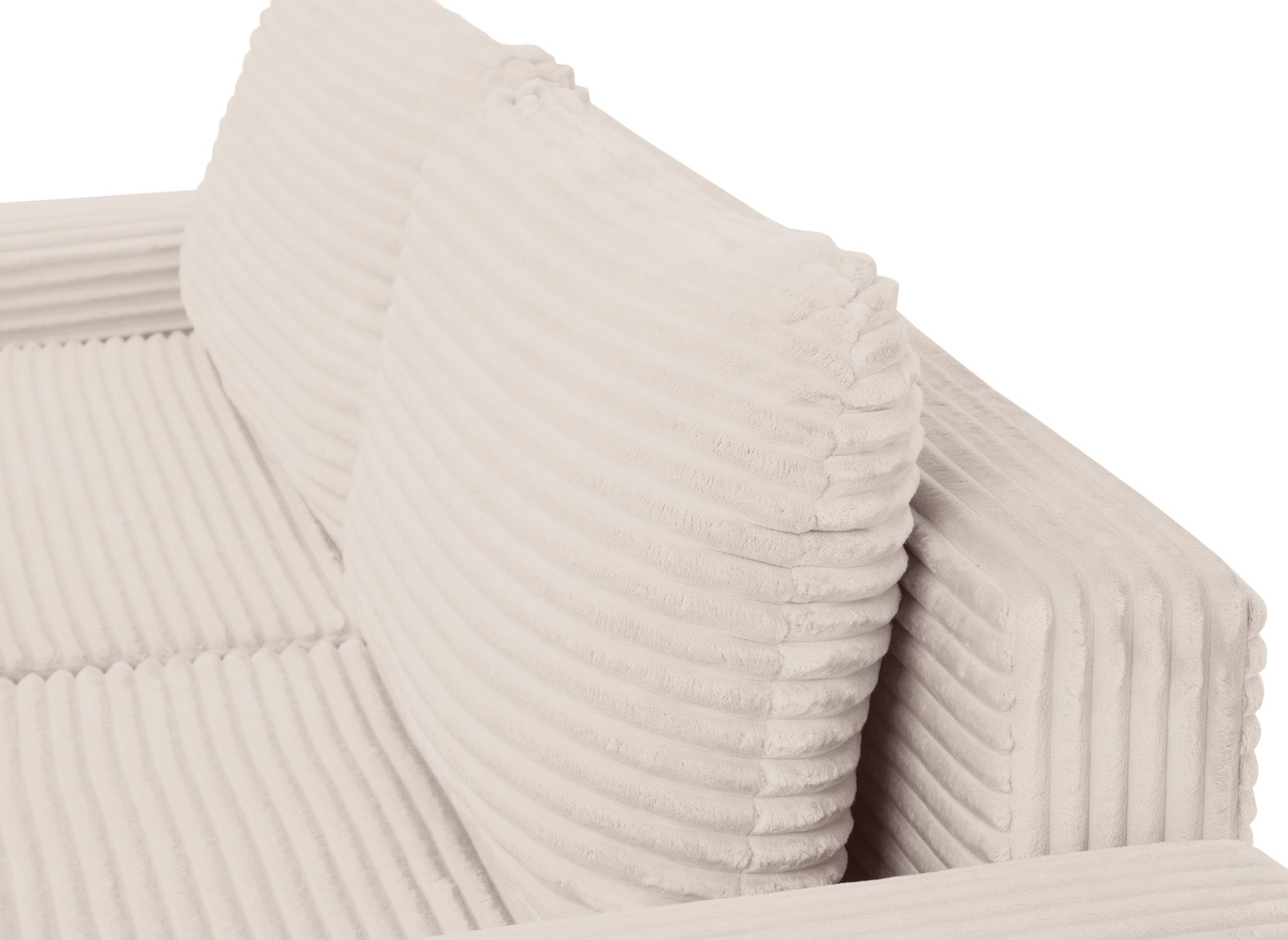 Canapé d'angle droit convertible avec coffre en velours côtelé épais beige BALI - Angle droit