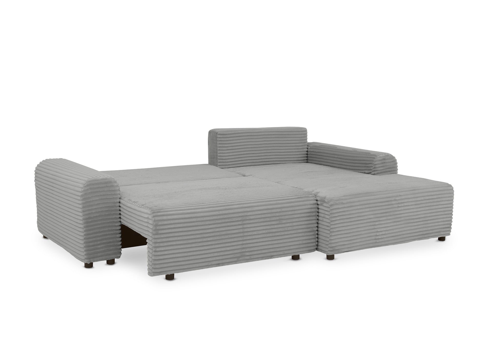 Canapé d'angle droit convertible avec coffre en velours côtelé épais gris clair BALI - Angle droit