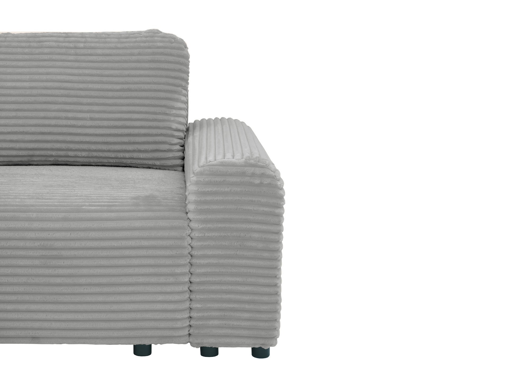 Canapé d'angle gauche convertible avec coffre en velours côtelé épais gris clair BALI - Angle gauche