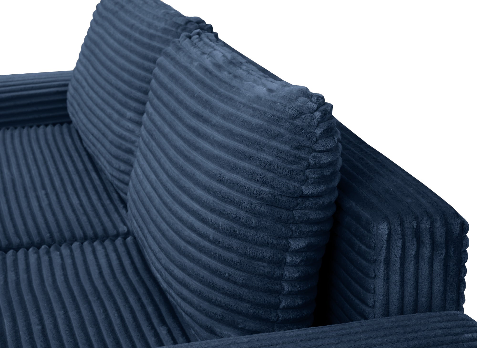 Canapé d'angle droit convertible avec coffre en velours côtelé épais bleu foncé BALI - Angle droit