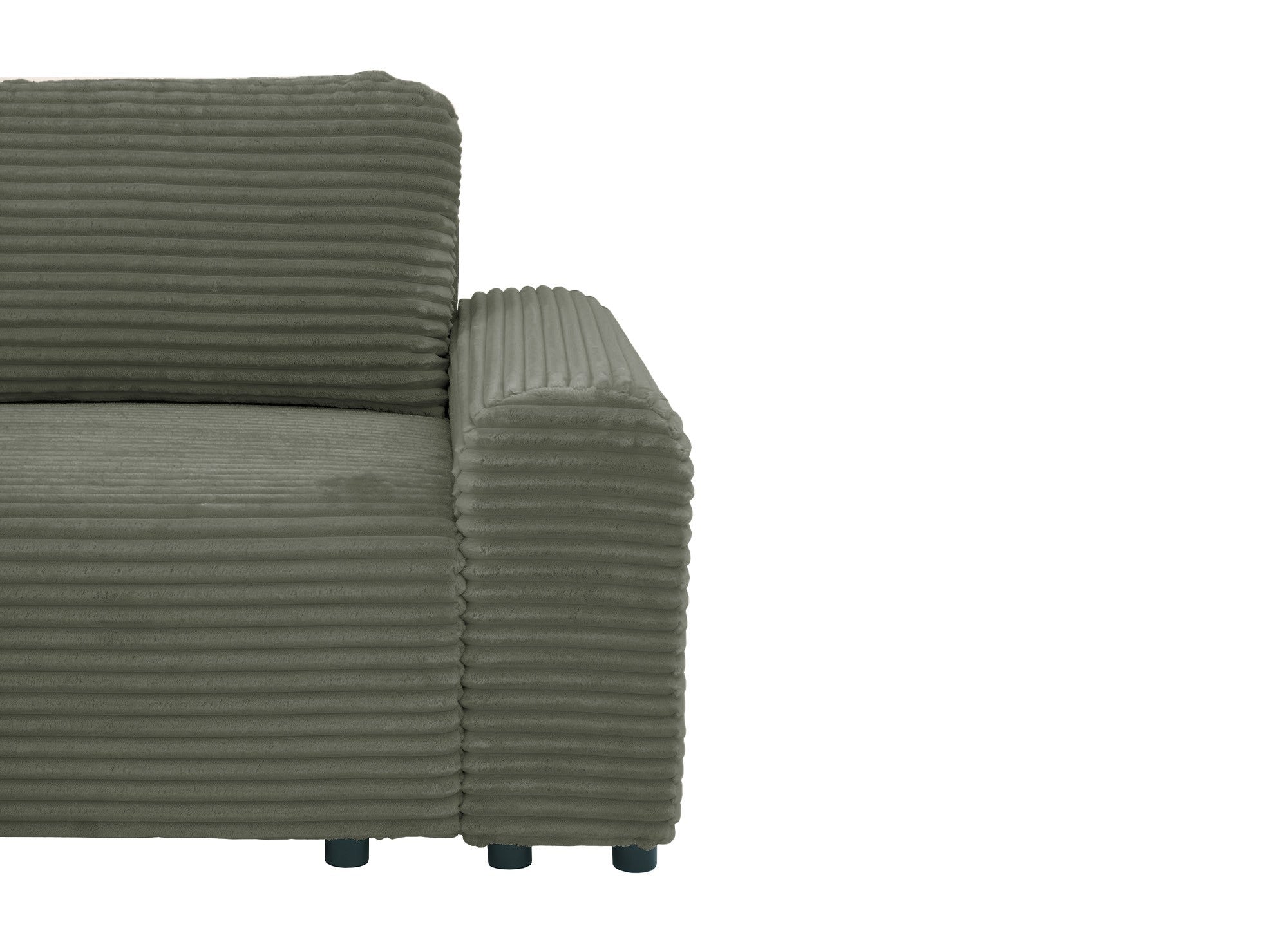 Canapé d'angle gauche convertible avec coffre en velours côtelé épais vert kaki BALI - Angle gauche