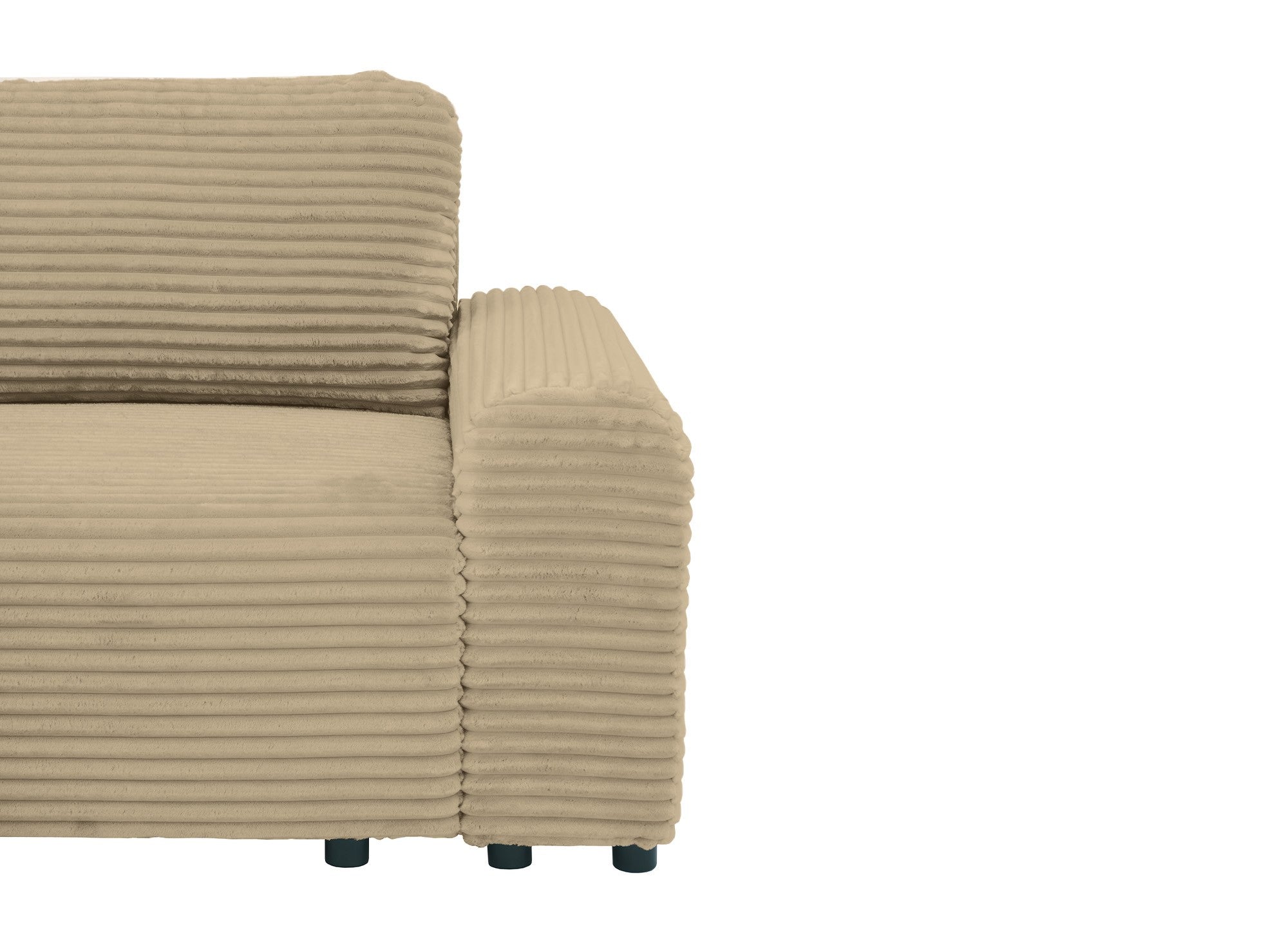 Divano angolare sinistro trasformabile con box in velluto a coste spesso color tortora BALI - Angolo sinistro