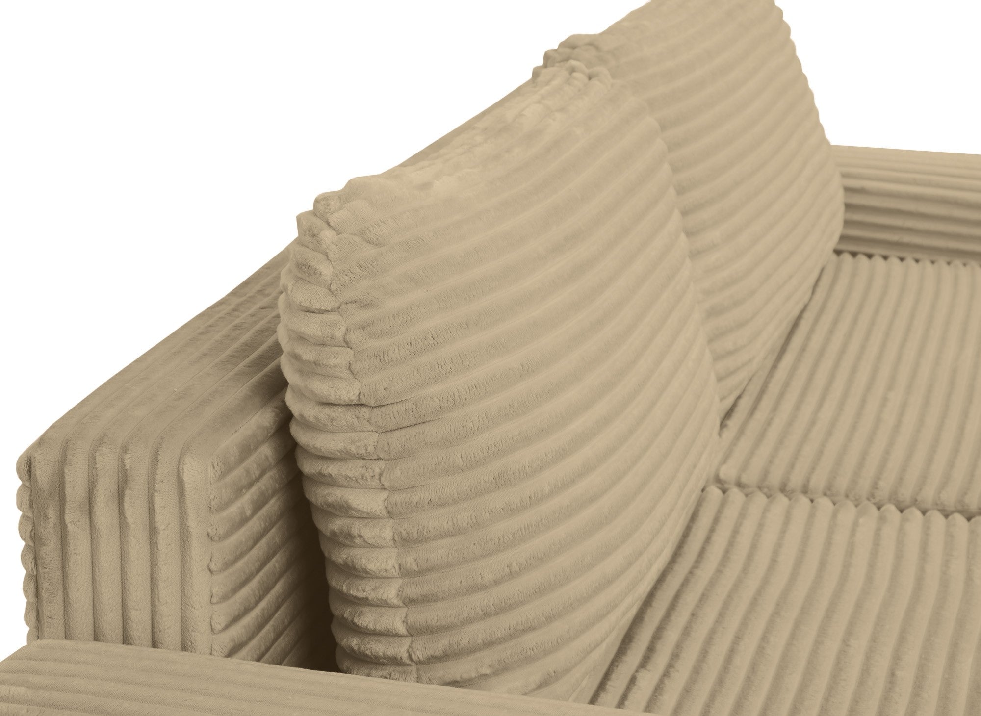 Divano angolare sinistro trasformabile con box in velluto a coste spesso color tortora BALI - Angolo sinistro