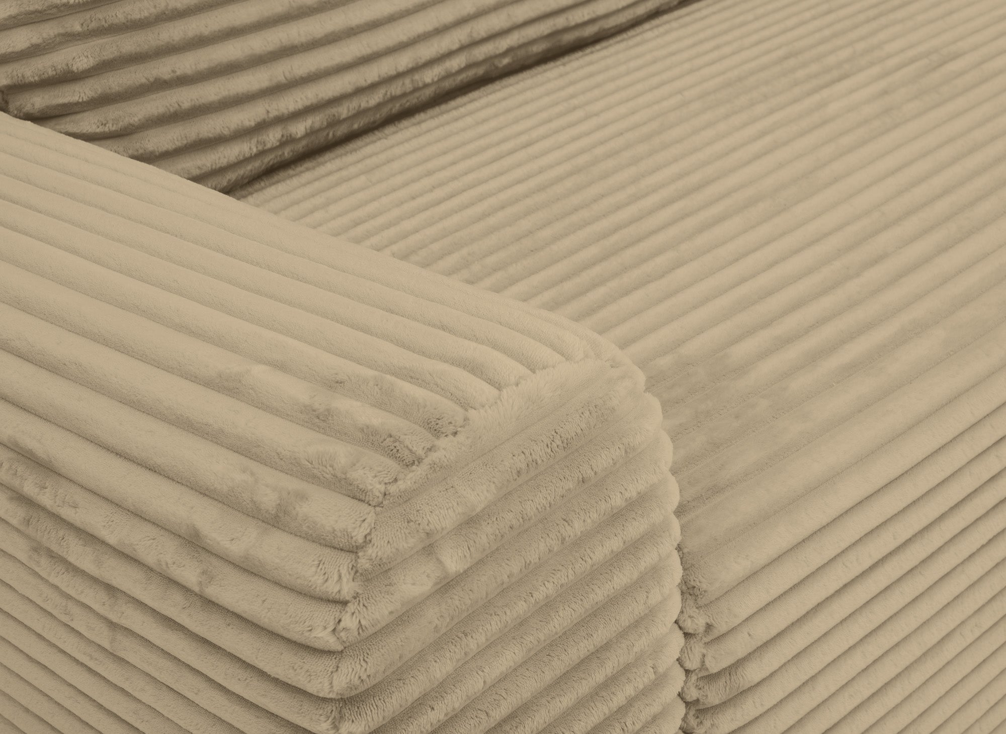 Canapé d'angle droit convertible avec coffre en velours côtelé épais taupe BALI - Angle droit