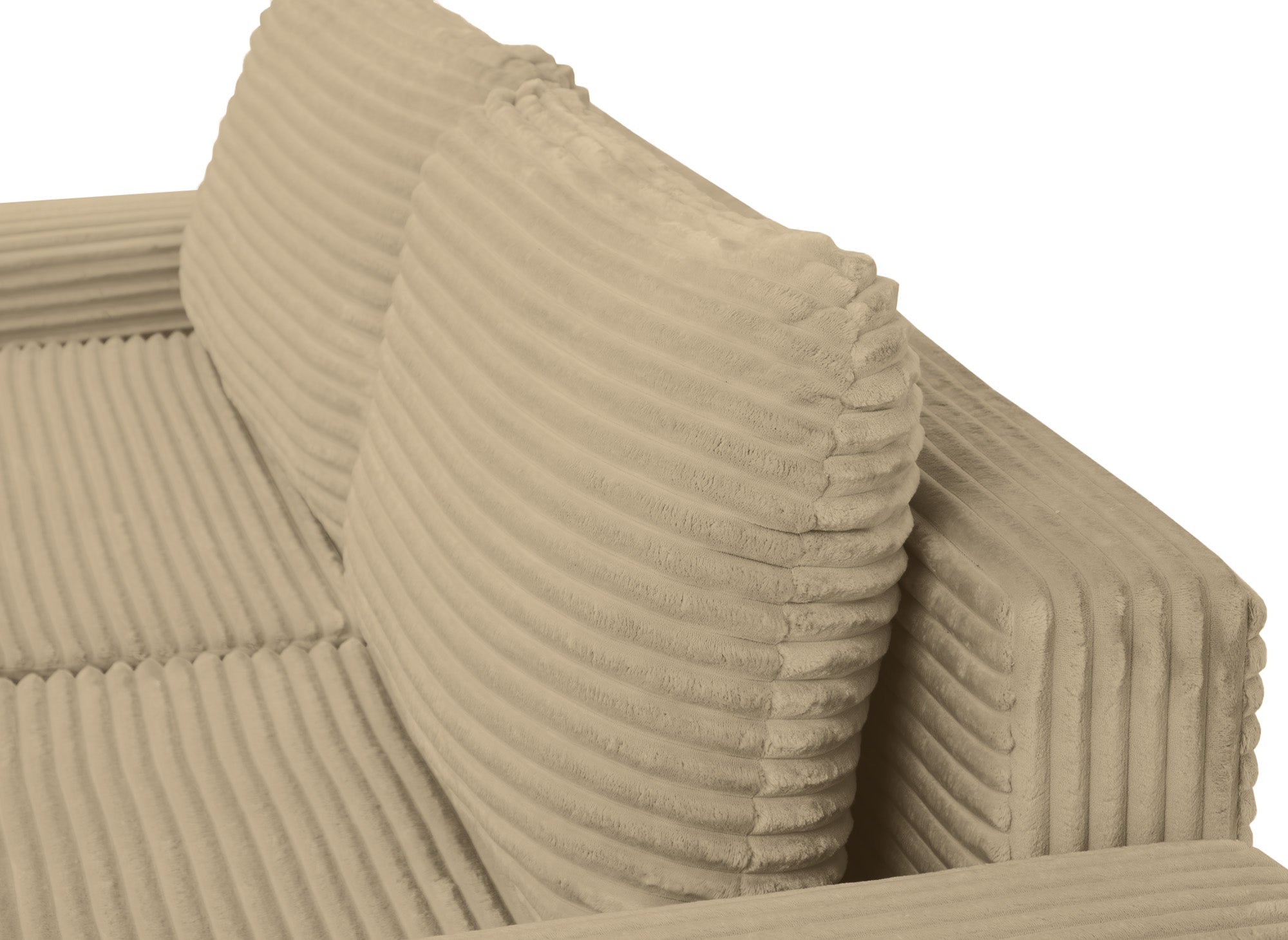 Canapé d'angle droit convertible avec coffre en velours côtelé épais taupe BALI - Angle droit