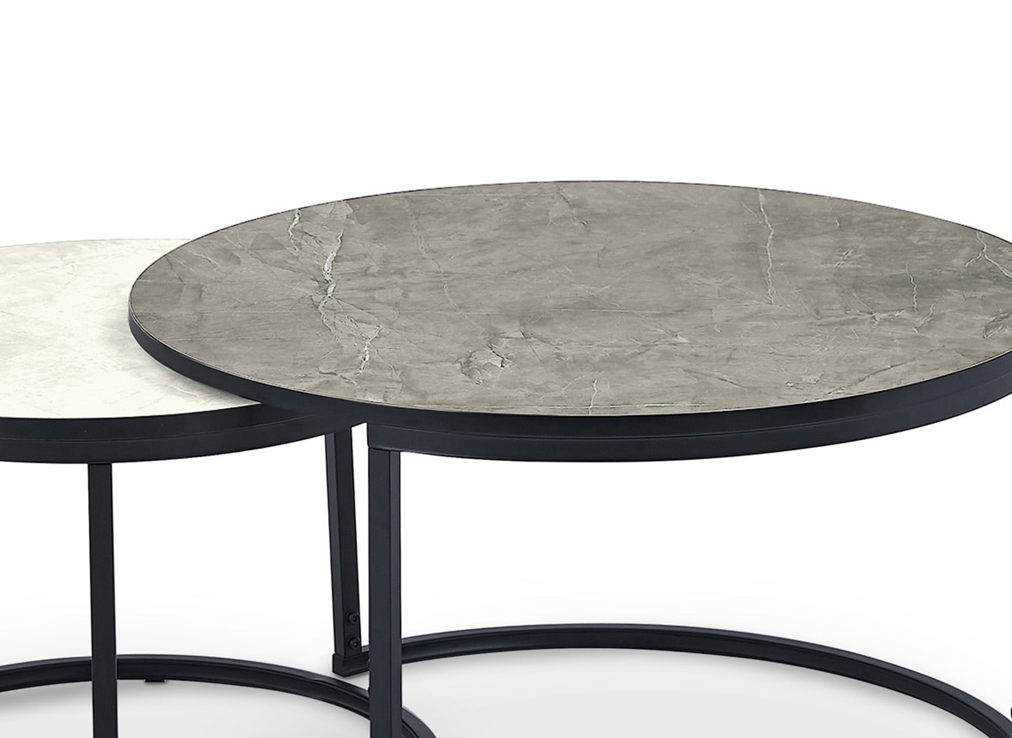 Lot de 2 tables basses rondes gigognes effet marbre DORINE