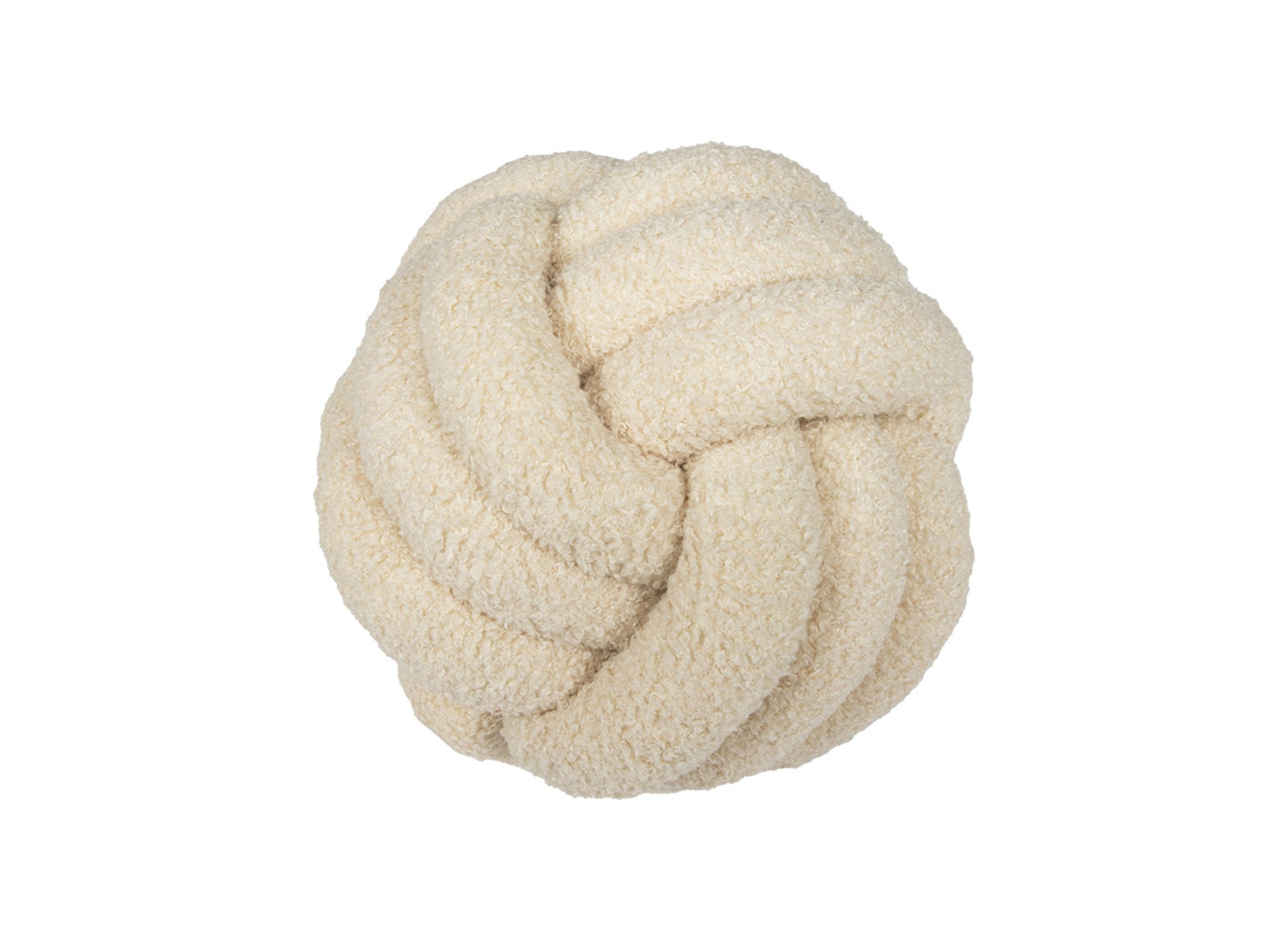 Coussin rond décoratif boule de nœud en effet peau de mouton beige NODUS