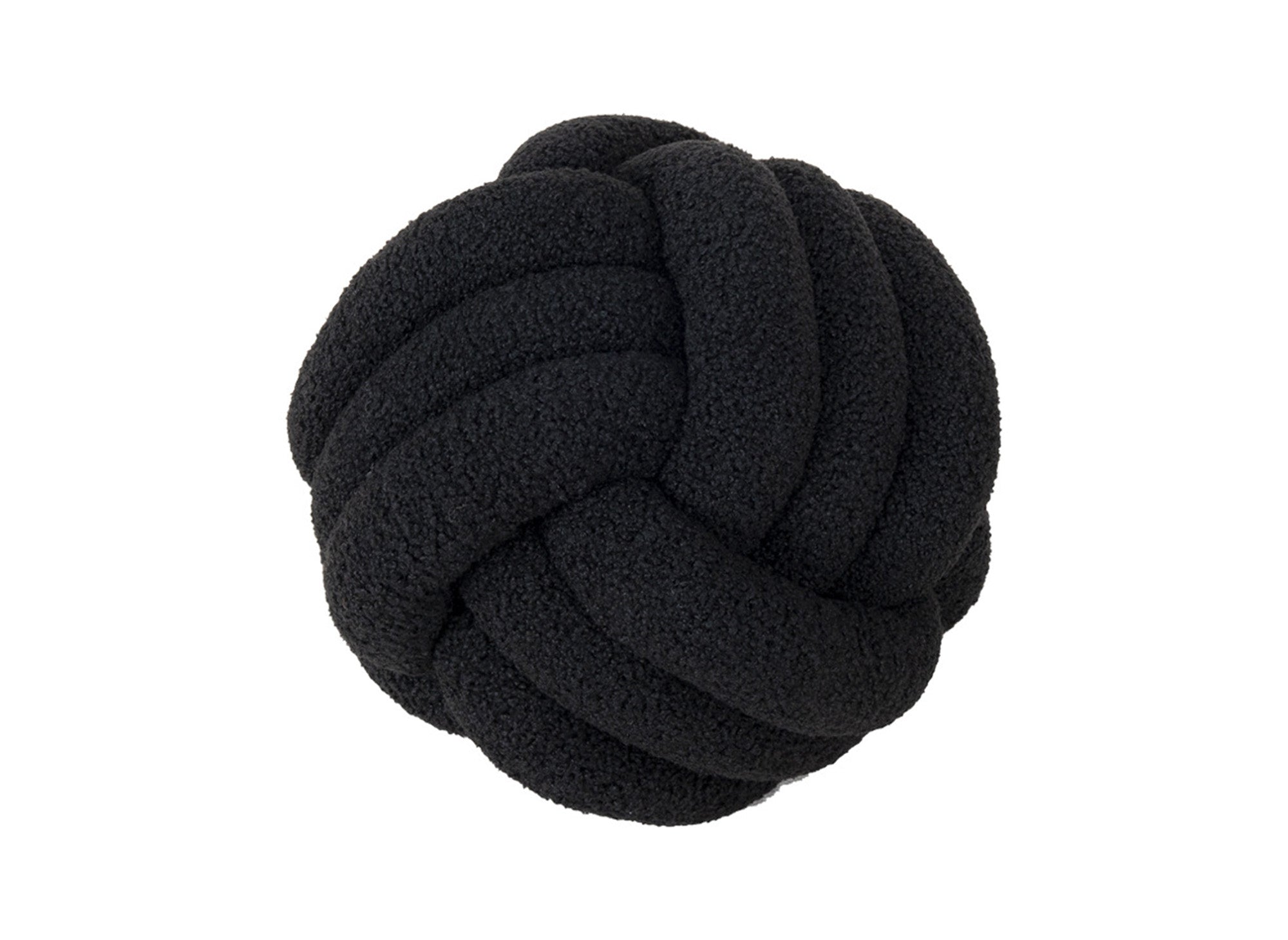 Coussin rond décoratif boule de nœud en effet peau de mouton noir NODUS