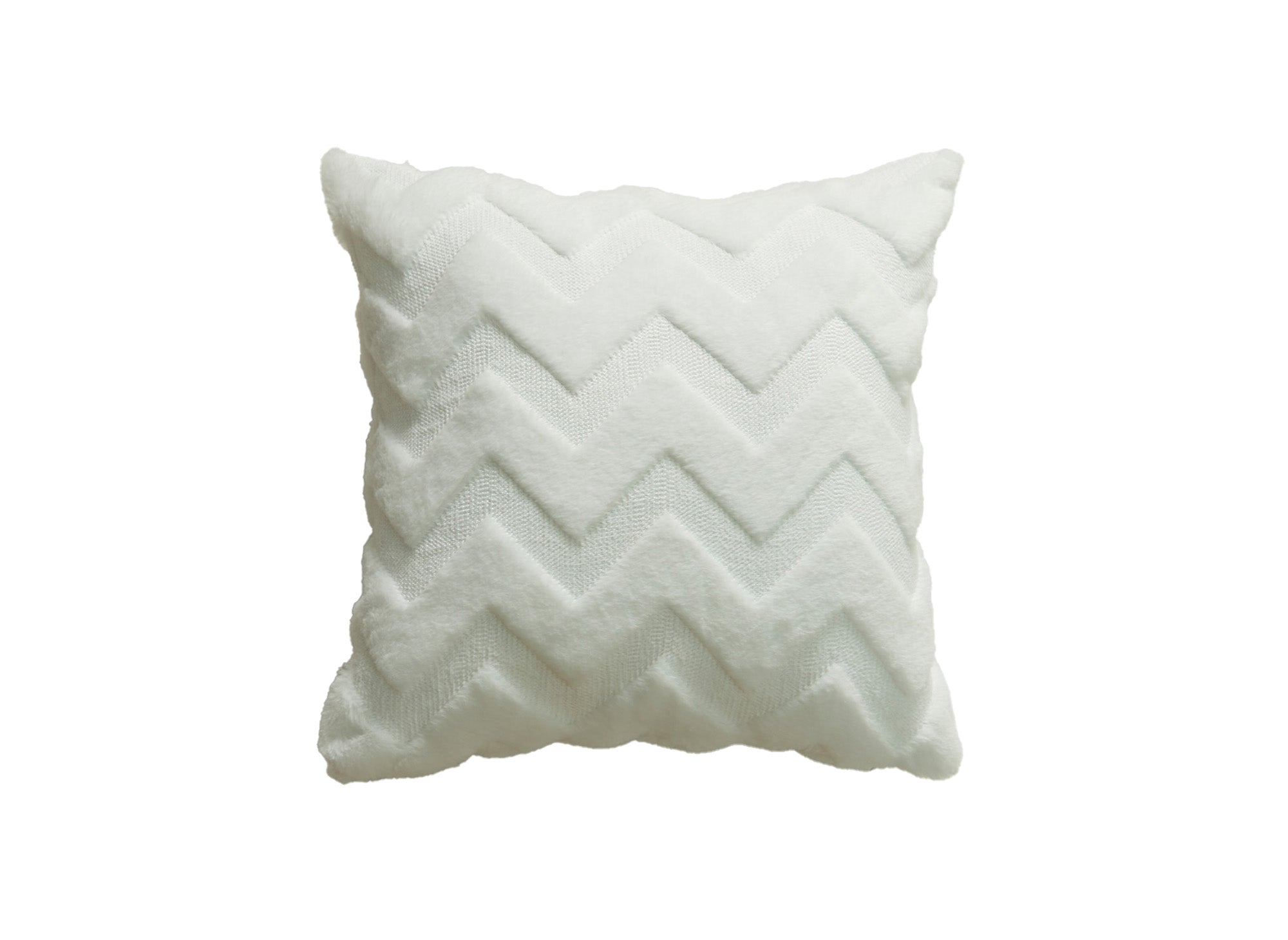 Coussin carré 45x45 cm en tissu doux motif chevron blanc HARRY