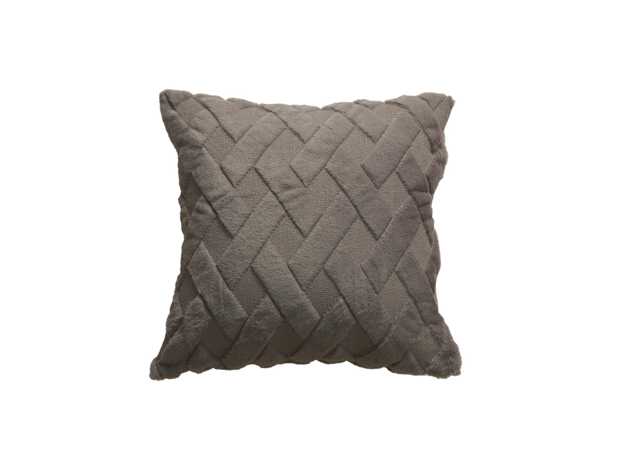 Coussin carré 45x45 cm en tissu à poils effet graphique gris foncé MADALA