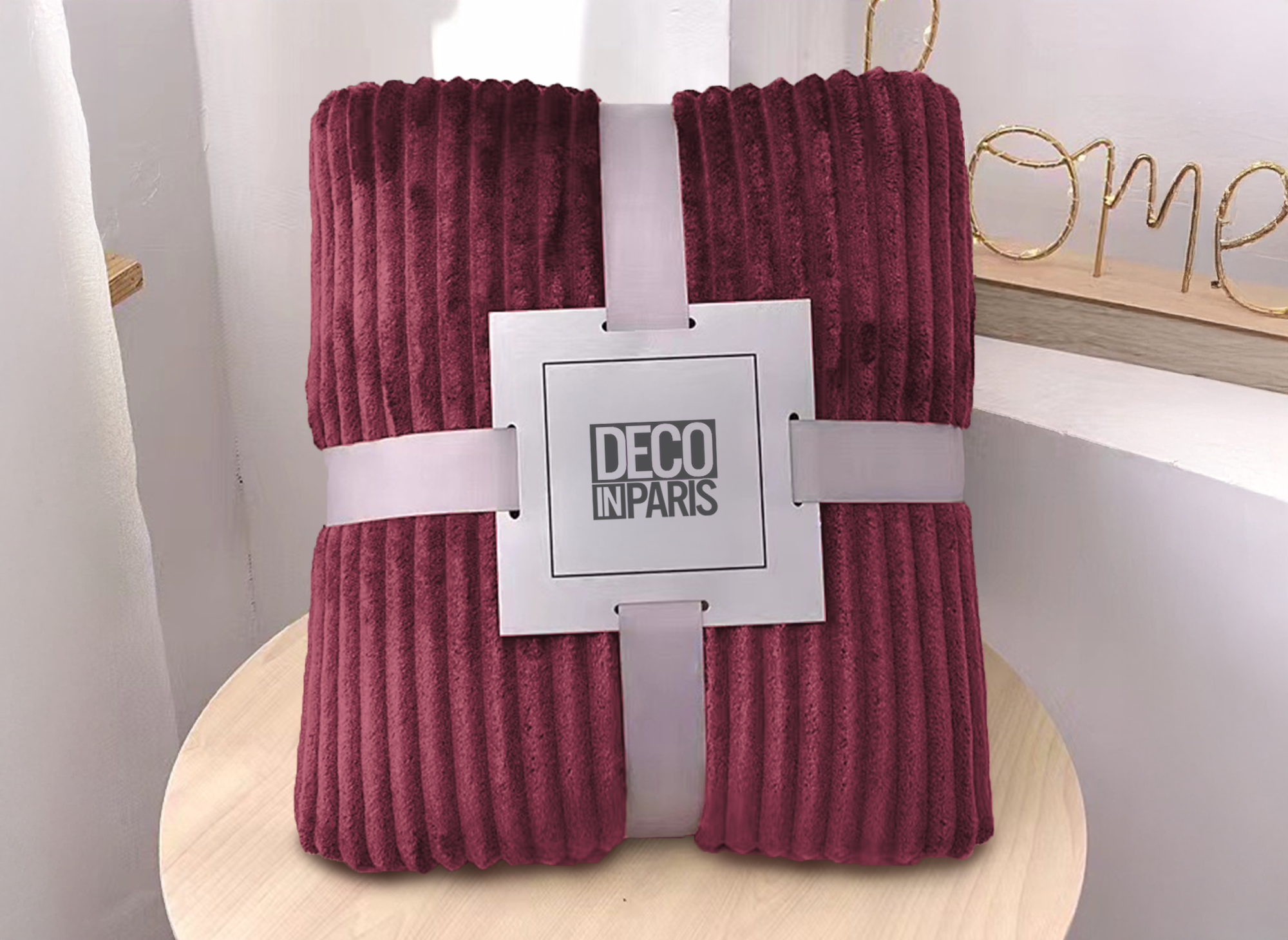 Plaid en velours côtelé rouge 150x200cm COCO