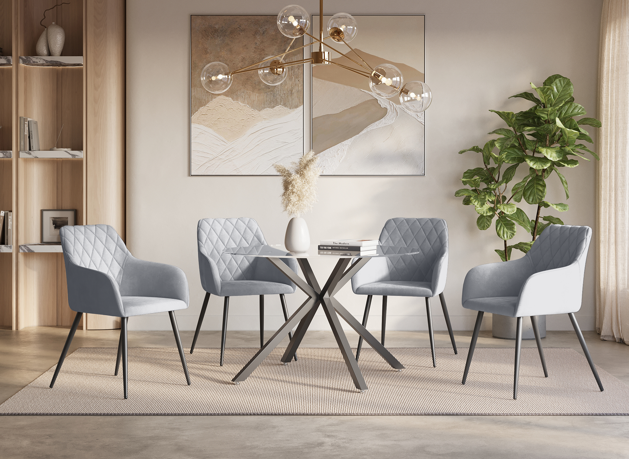 Lot de 2 chaises avec accoudoirs en velours gris KANA