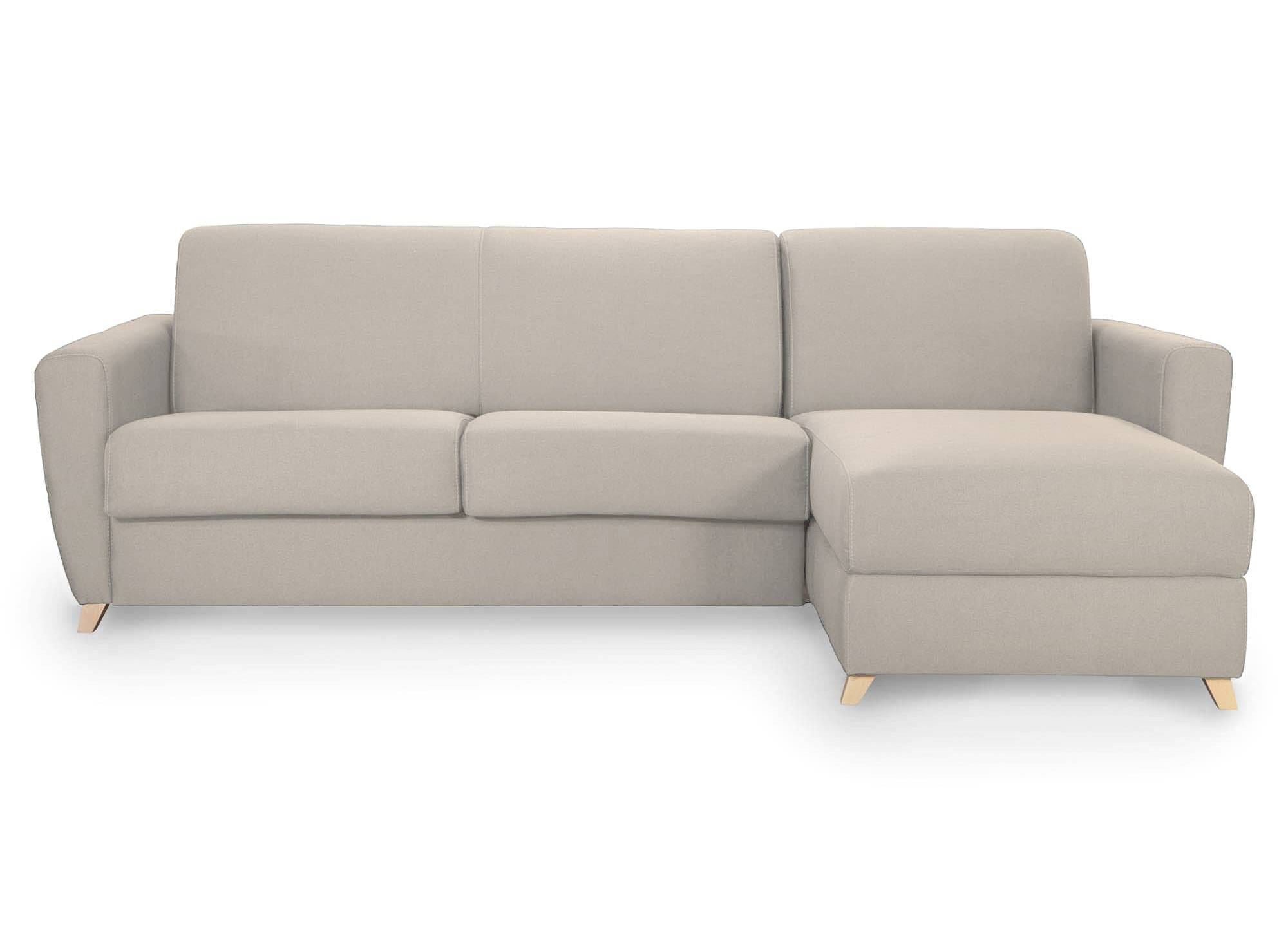 Canapé d'angle convertible réversible scandinave en tissu beige TOBIAS