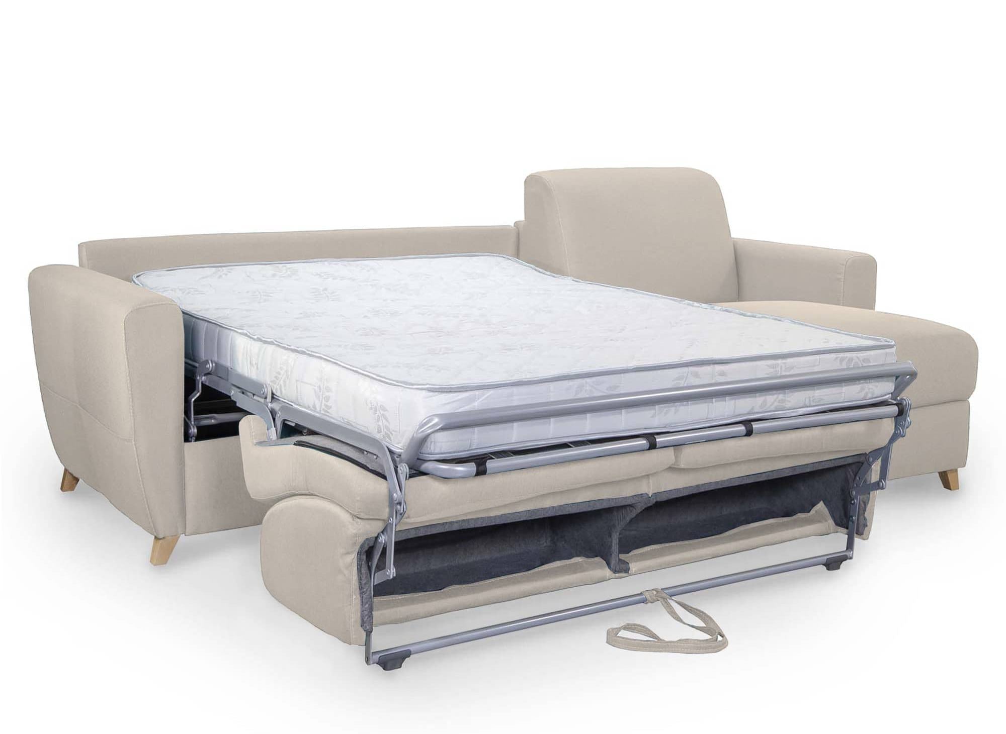 Canapé d'angle convertible réversible scandinave en tissu beige TOBIAS