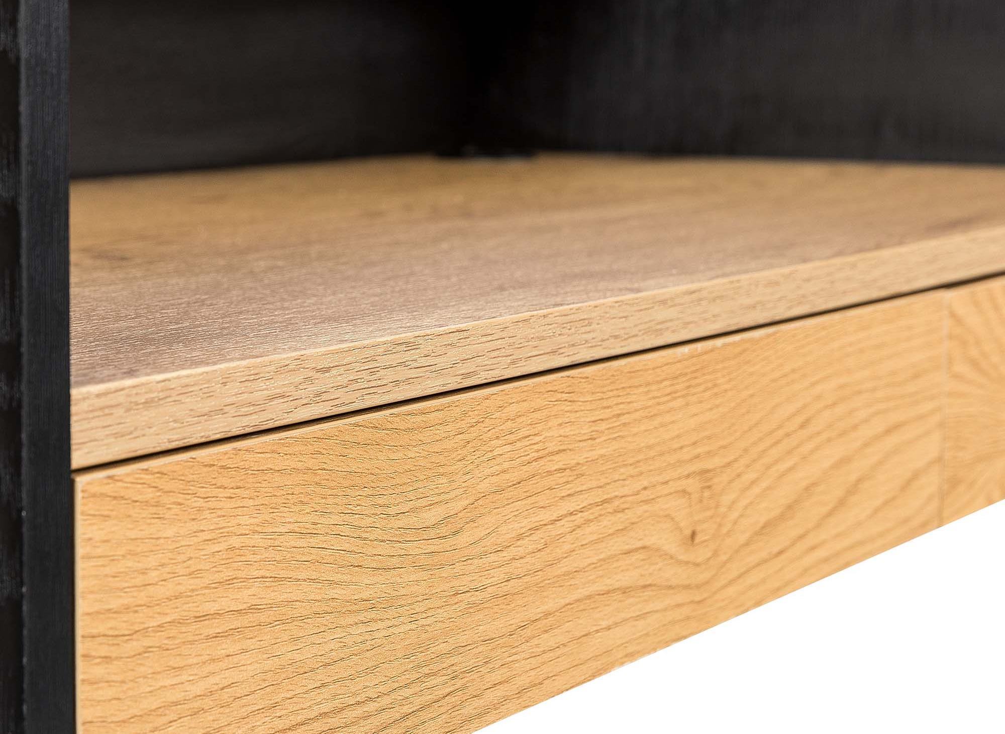 Bureau 2 tiroirs 1 étagère design industriel en bois et métal ALICE