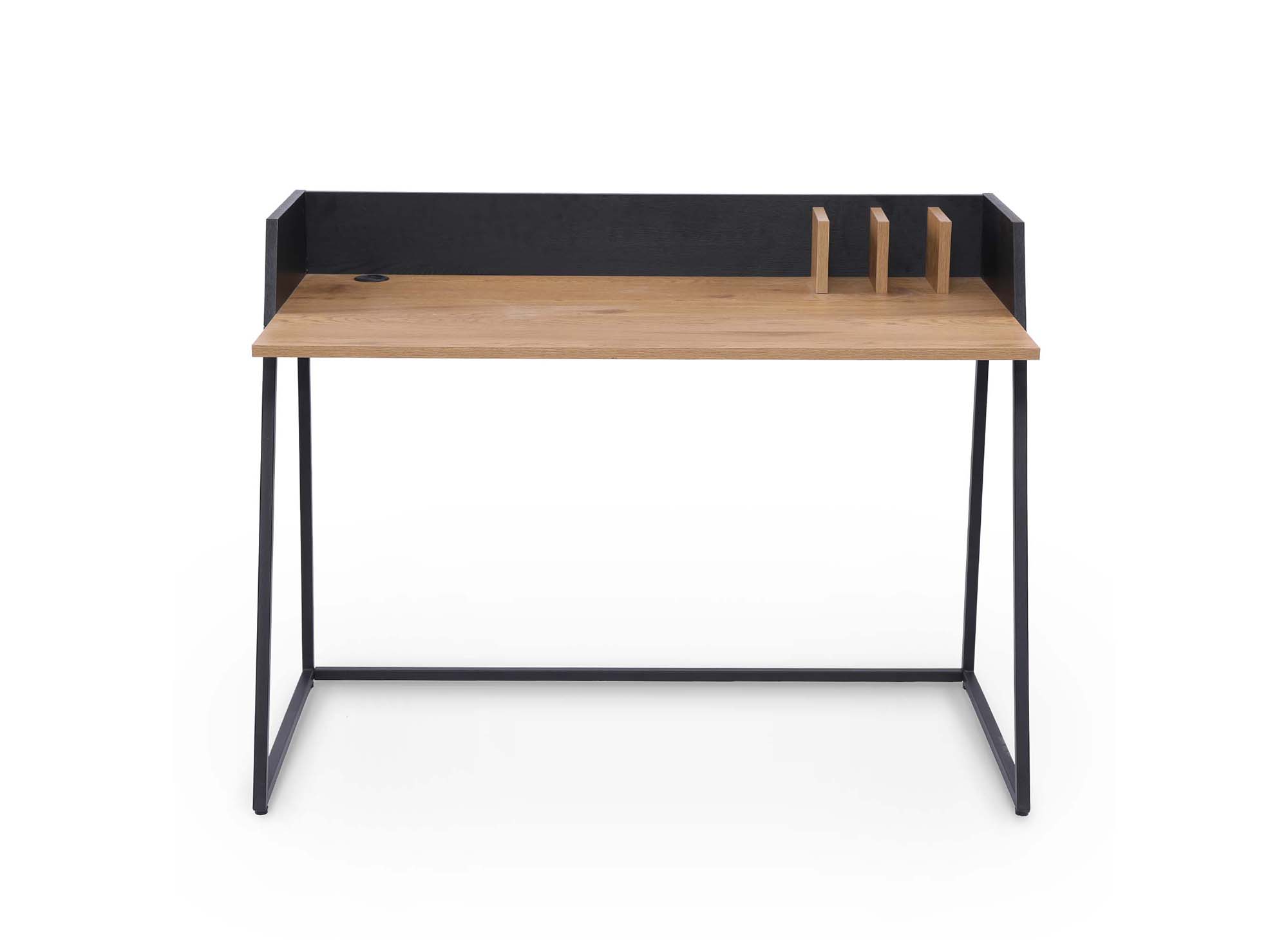 Bureau compact design industriel en bois et métal ARMELLE