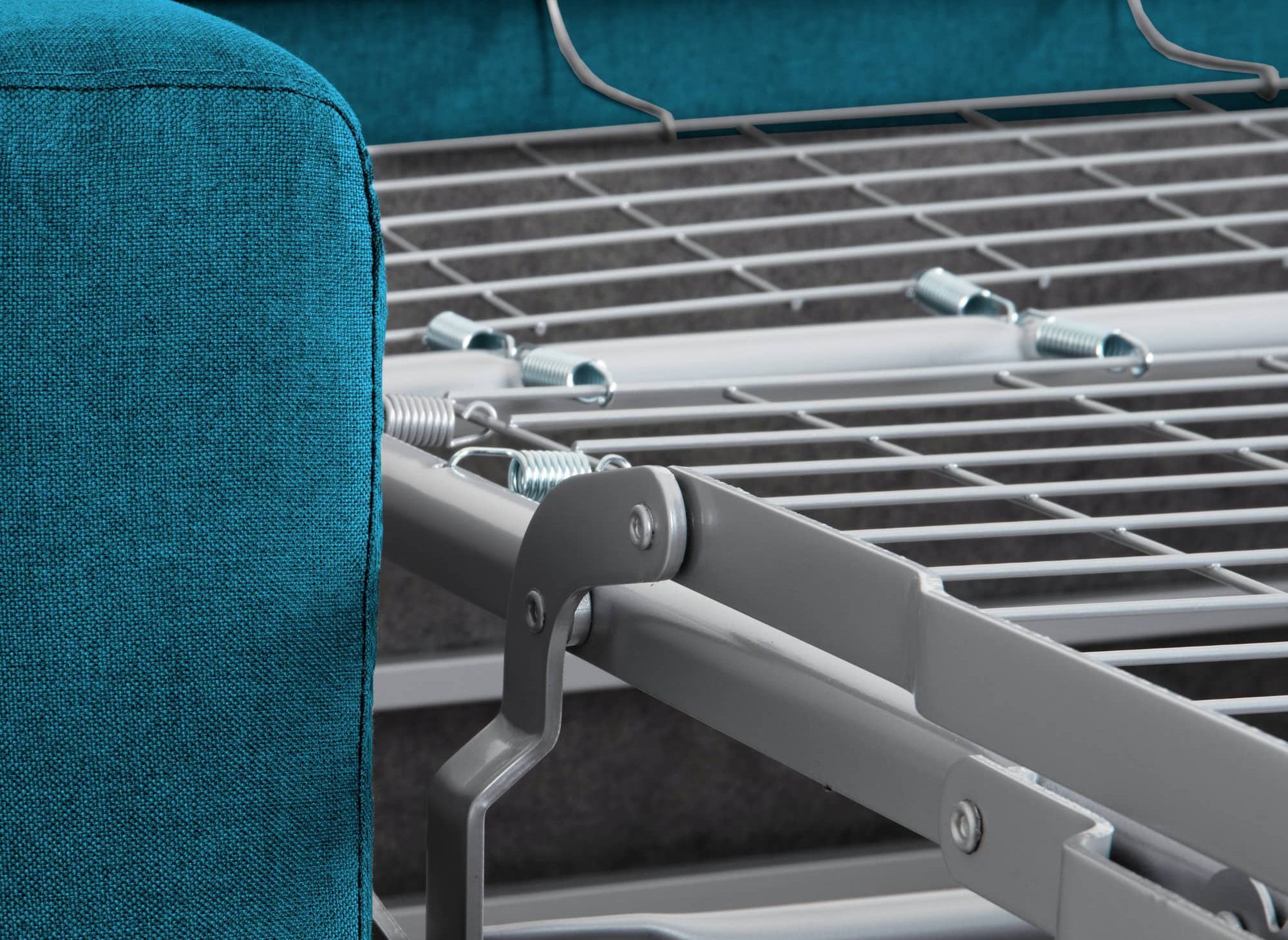 Divano trasformabile Express a 3 posti in tessuto blu petrolio LOUNA