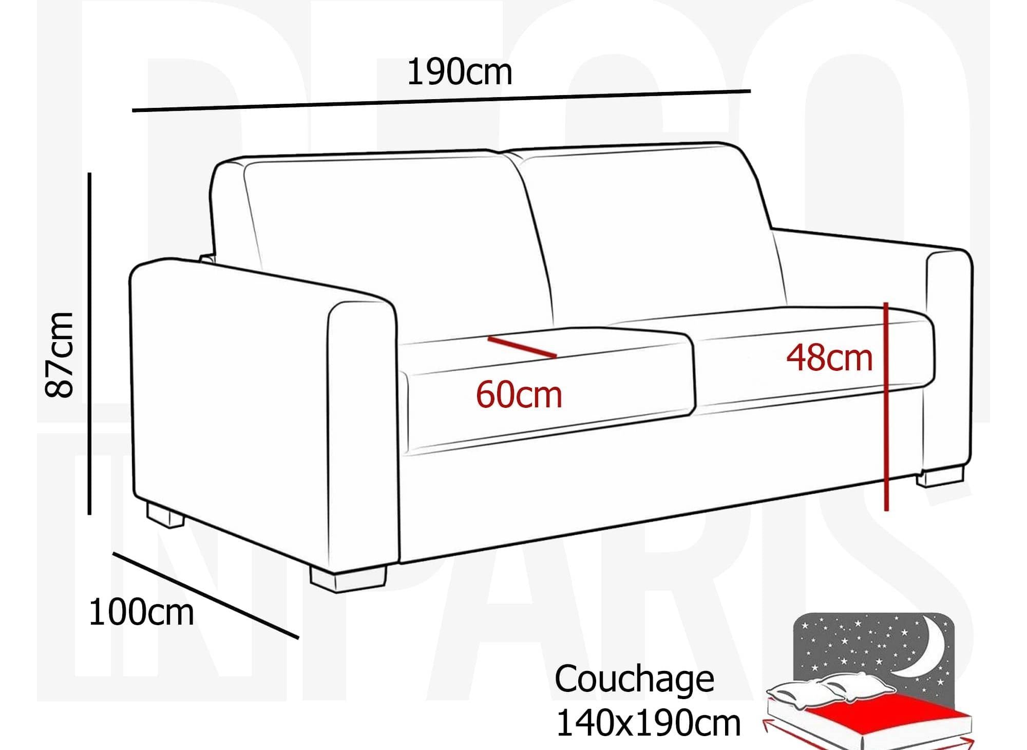 Canapé convertible 3 places LOUNA en tissu gris ouverture express