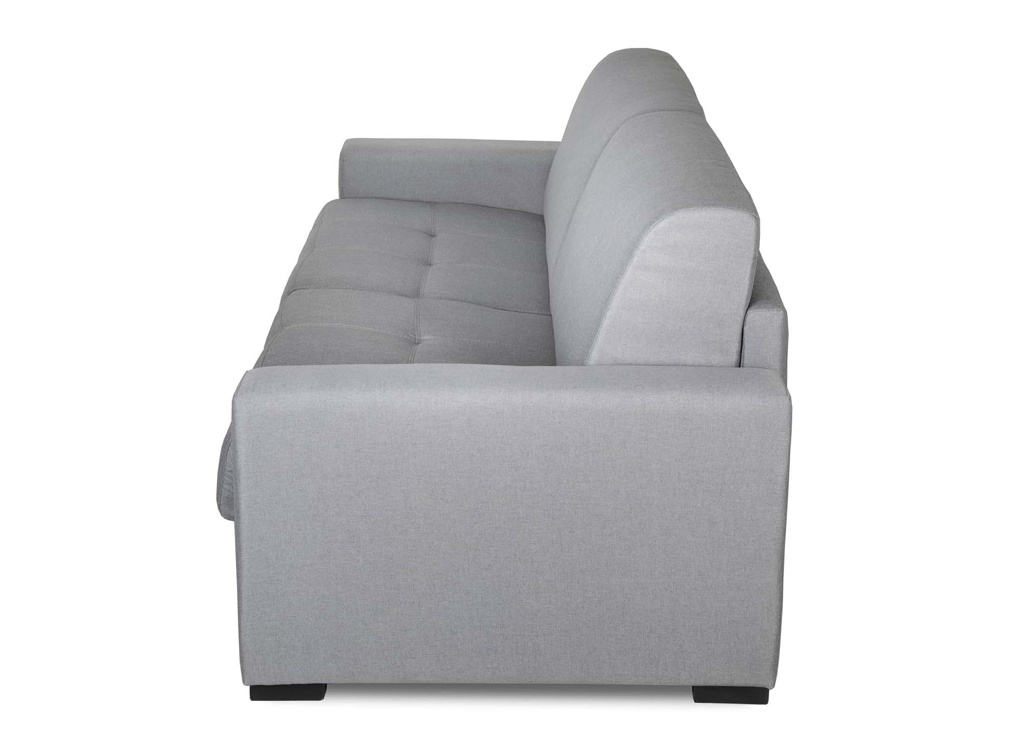 Canapé convertible 3 places LOUNA en tissu gris ouverture express