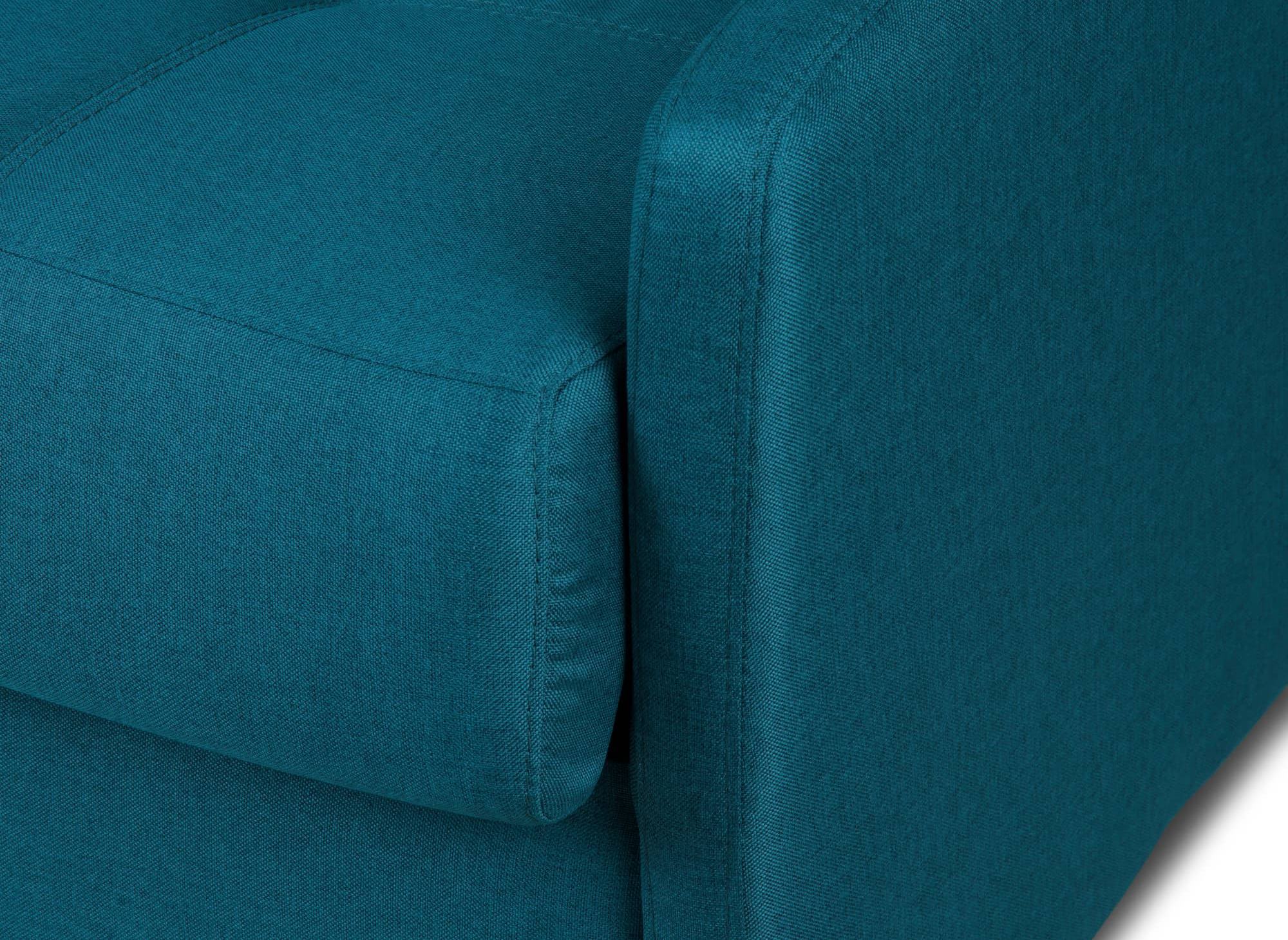 Canapé convertible 3 places LOUNA SLIM en tissu bleu pétrole ouverture express