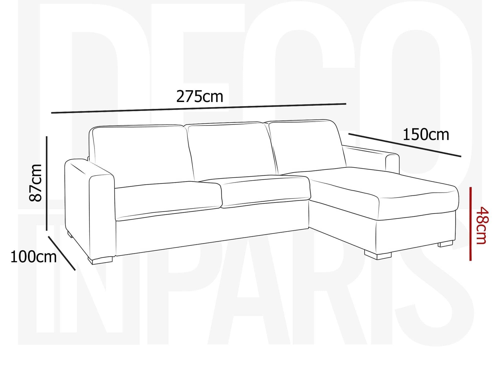 Canapé d'angle réversible convertible LOUNA en tissu gris avec coffre de rangement