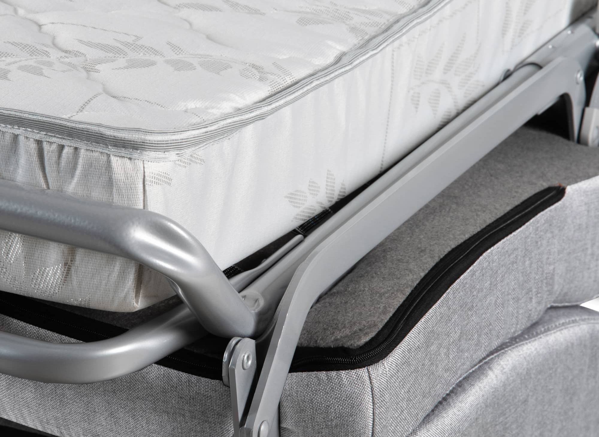 Canapé d'angle réversible convertible LOUNA en tissu gris avec coffre de rangement