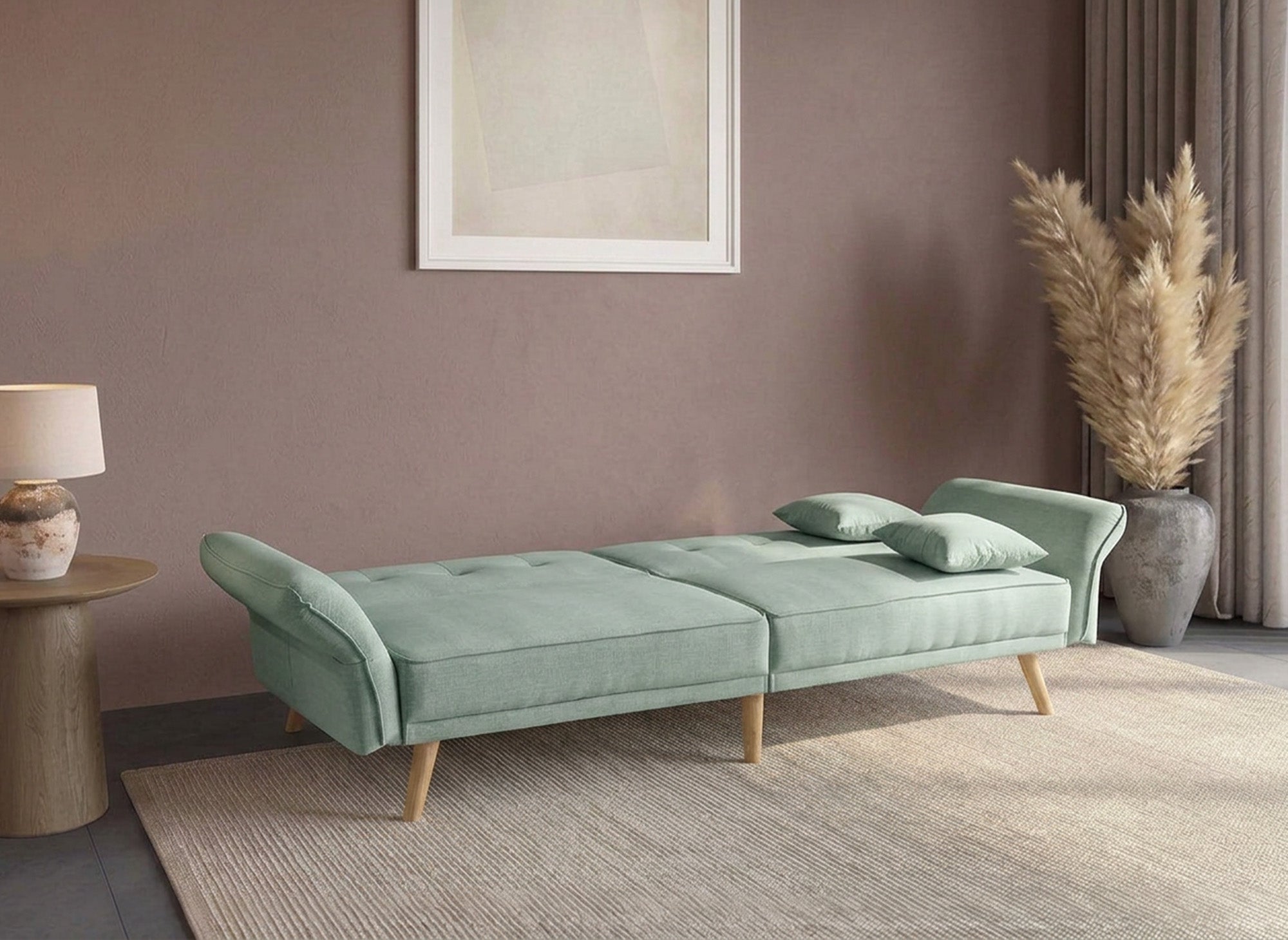 Divano letto 3 posti in tessuto verde acqua CHILI