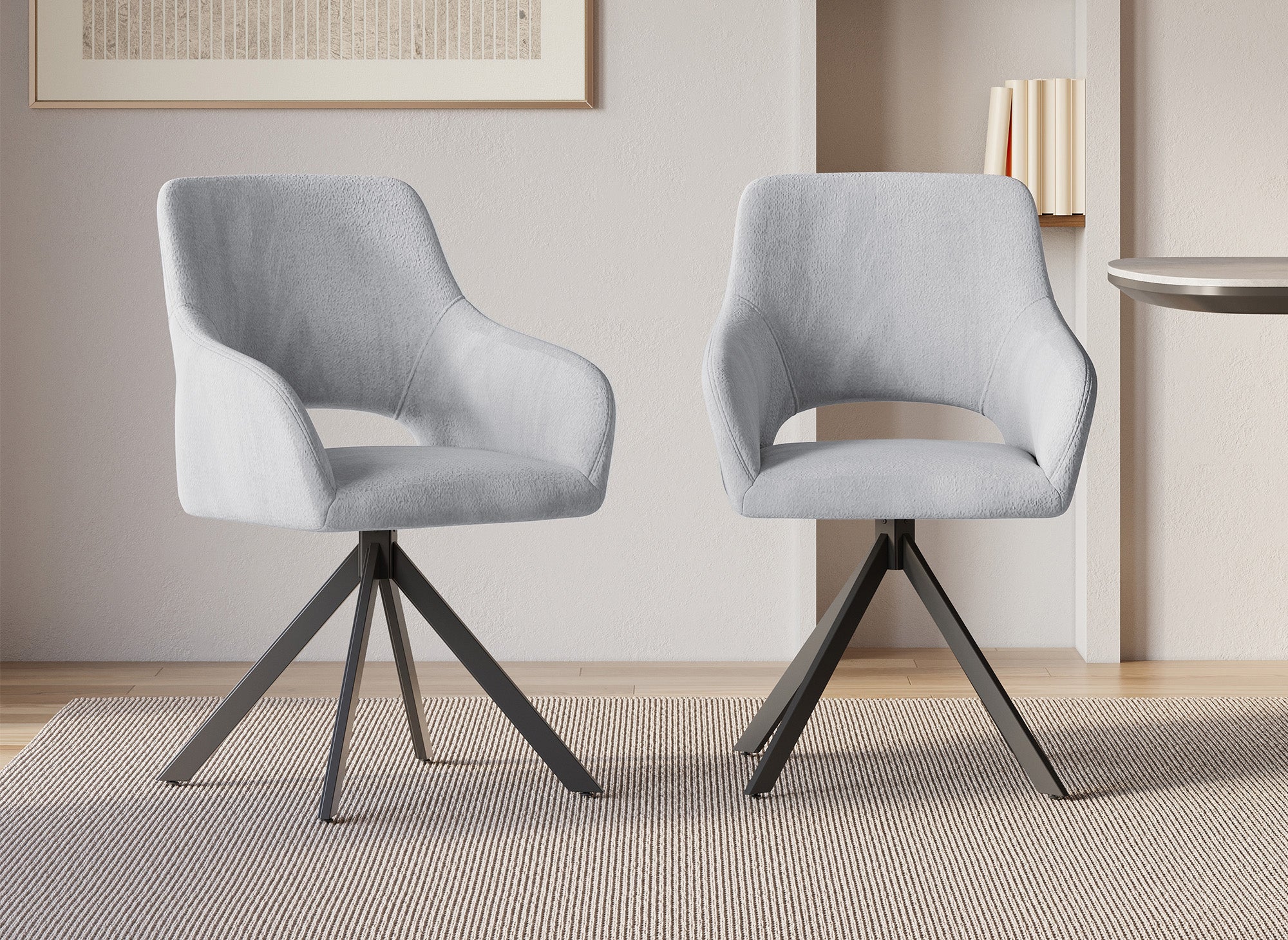 Lot de 2 chaises pivotantes design en velours gris clair CIEL